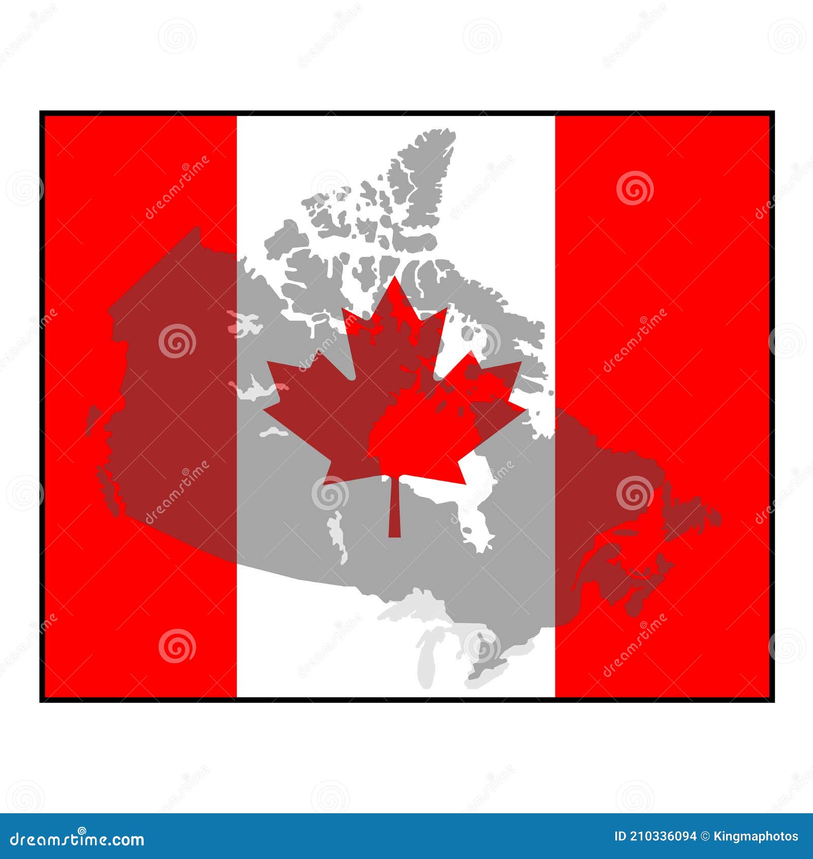 Canada Map on flag grey stock vector. Illustration of canadian 210336094