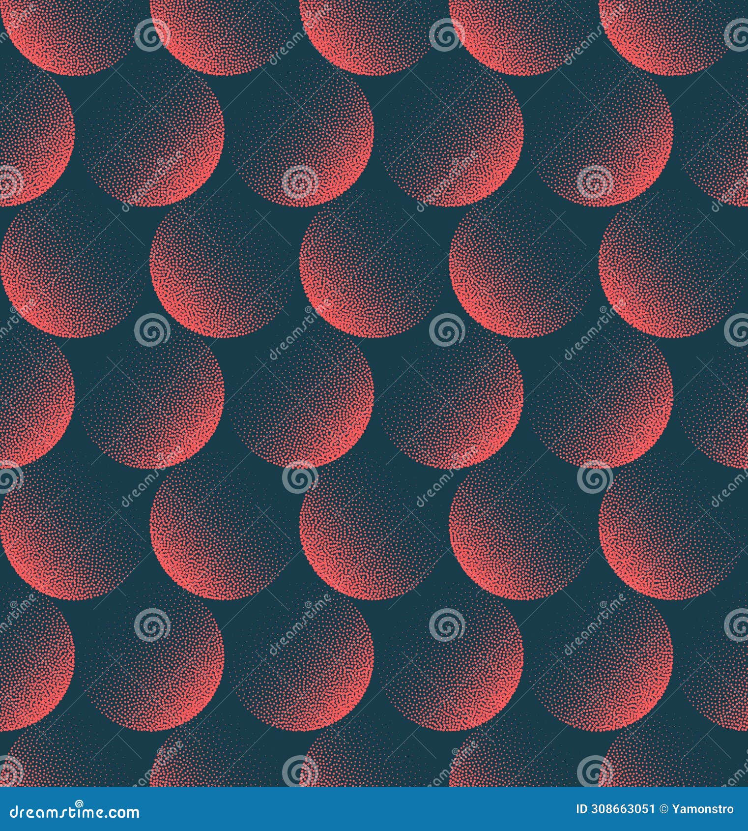 faded circles seamless pattern trend  red enigmatic abstract background