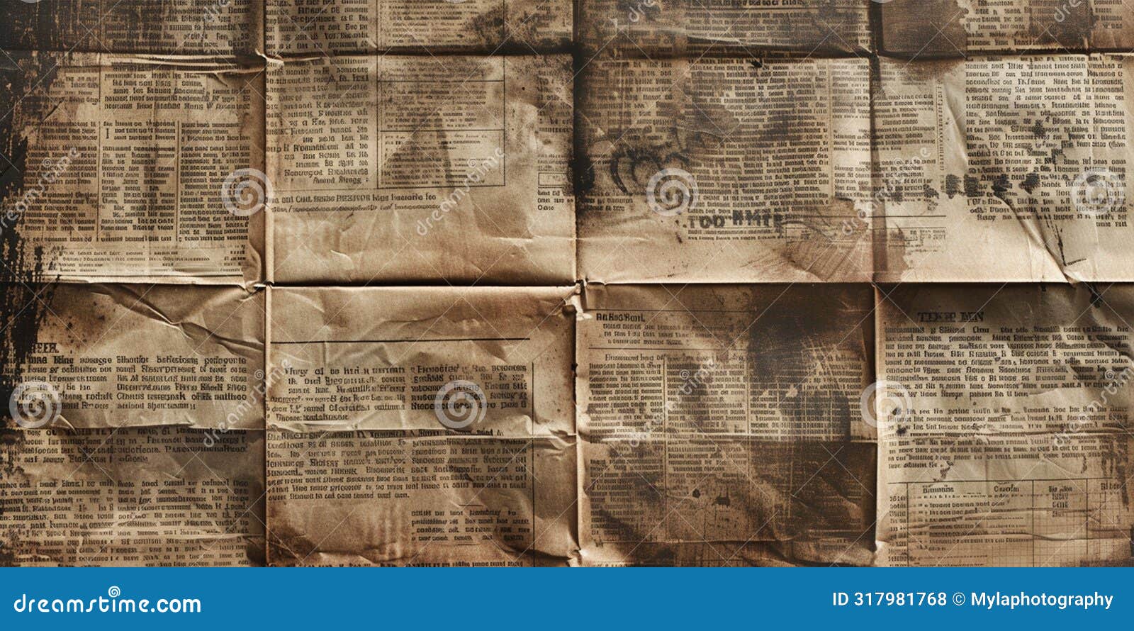 faded wrinkled papers with burnt edges in an old book
