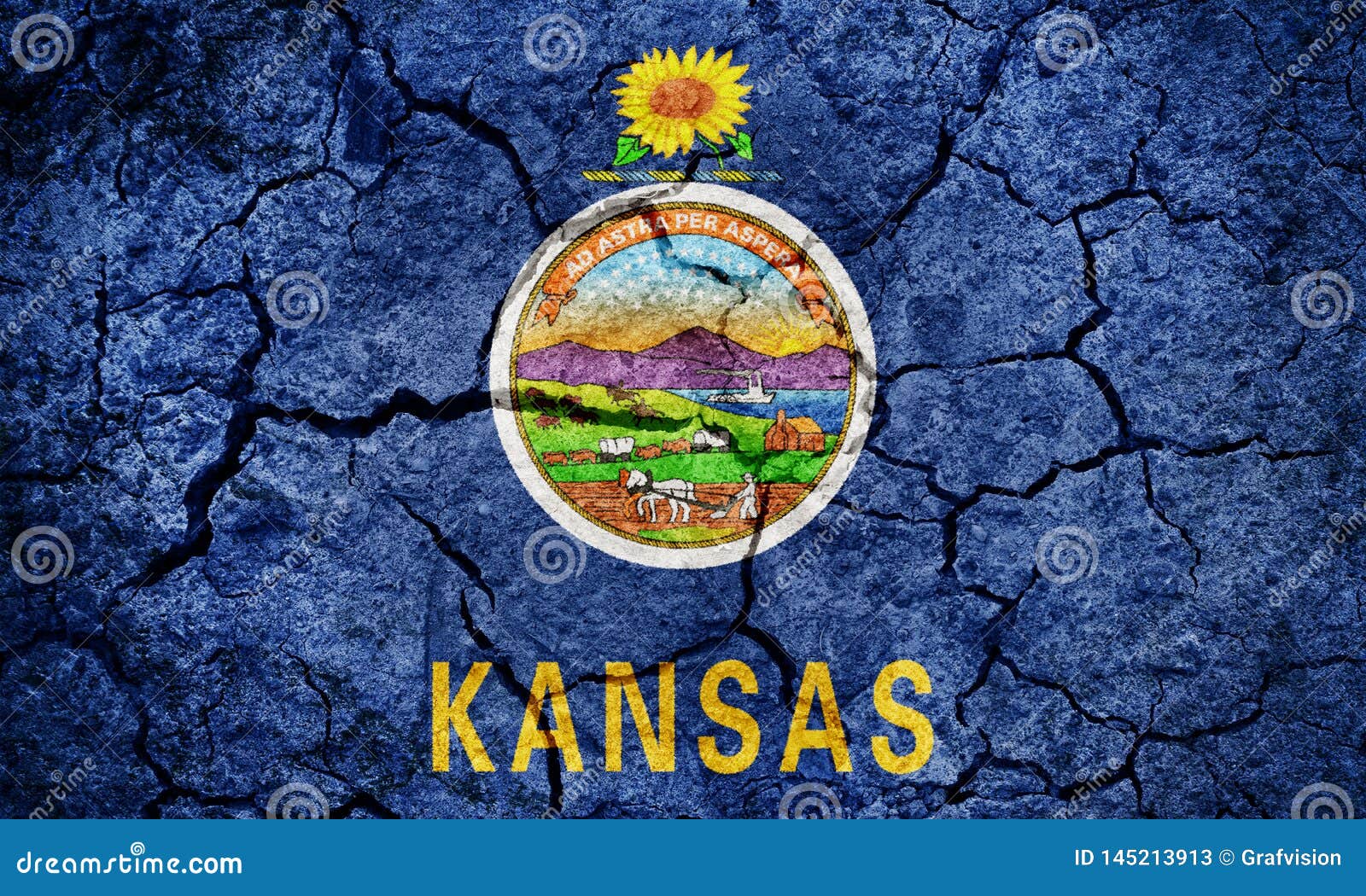 Of the State of Kansas stock illustration. Illustration of flag 145213913