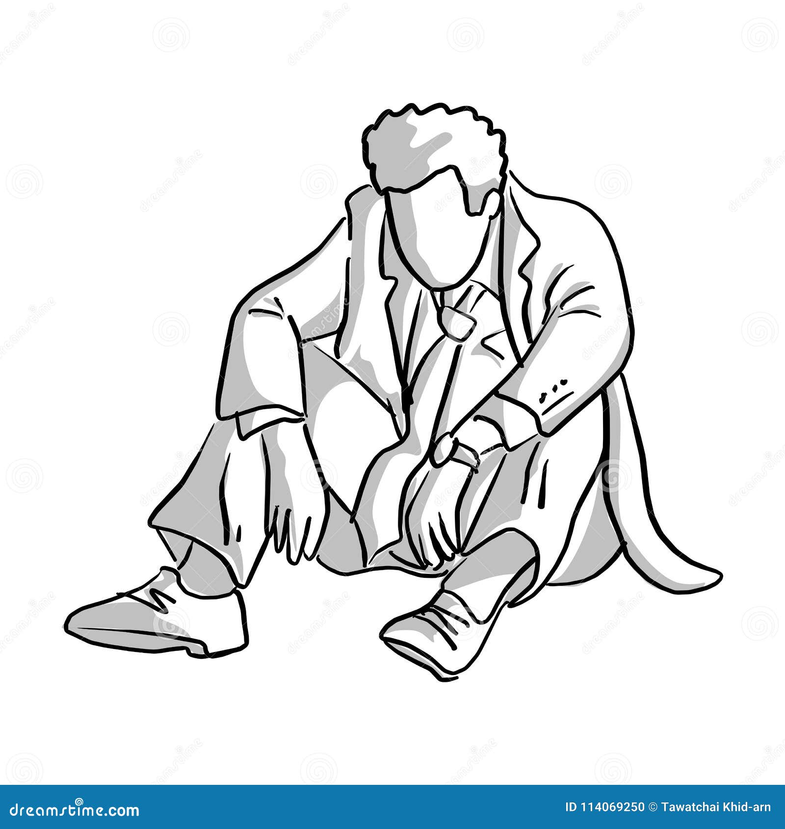 Fail Businessman Sitting On The Ground Vector Illustration