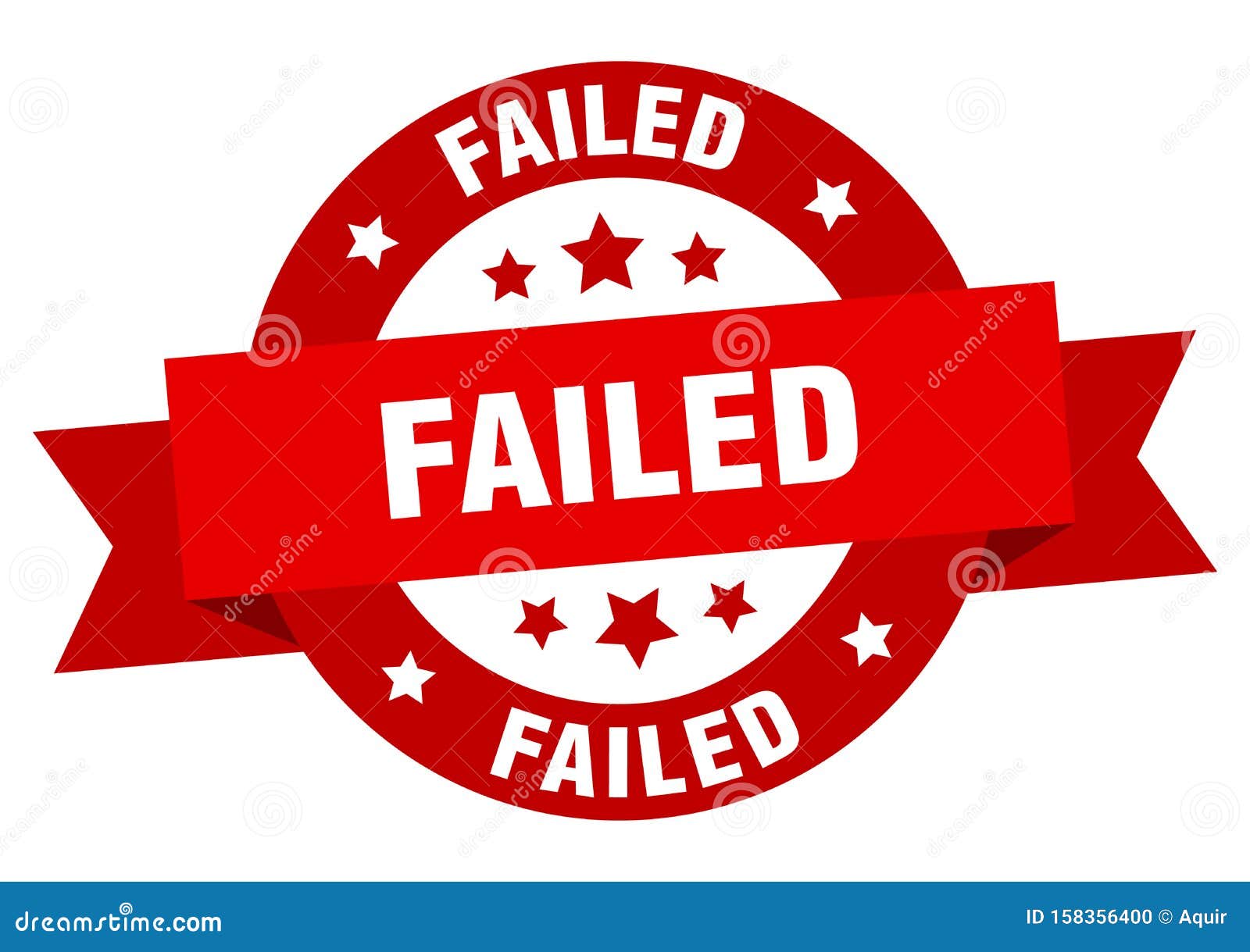 Failed ribbon sign stock vector. Illustration of banner - 158356400