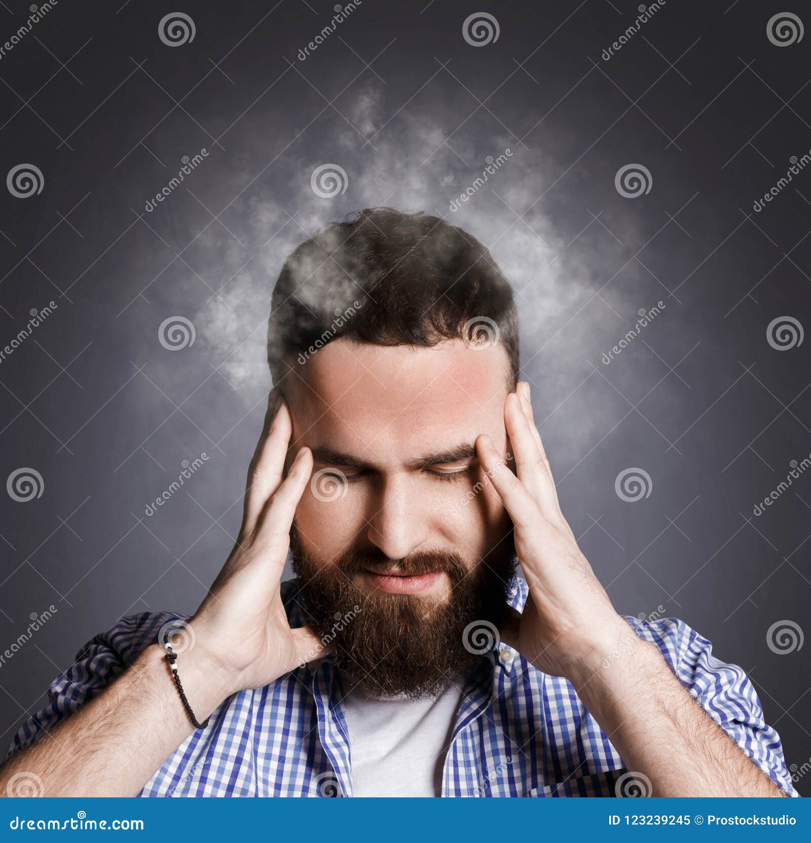 Desperate Businessman with Burning Head Having Difficulties Stock Image