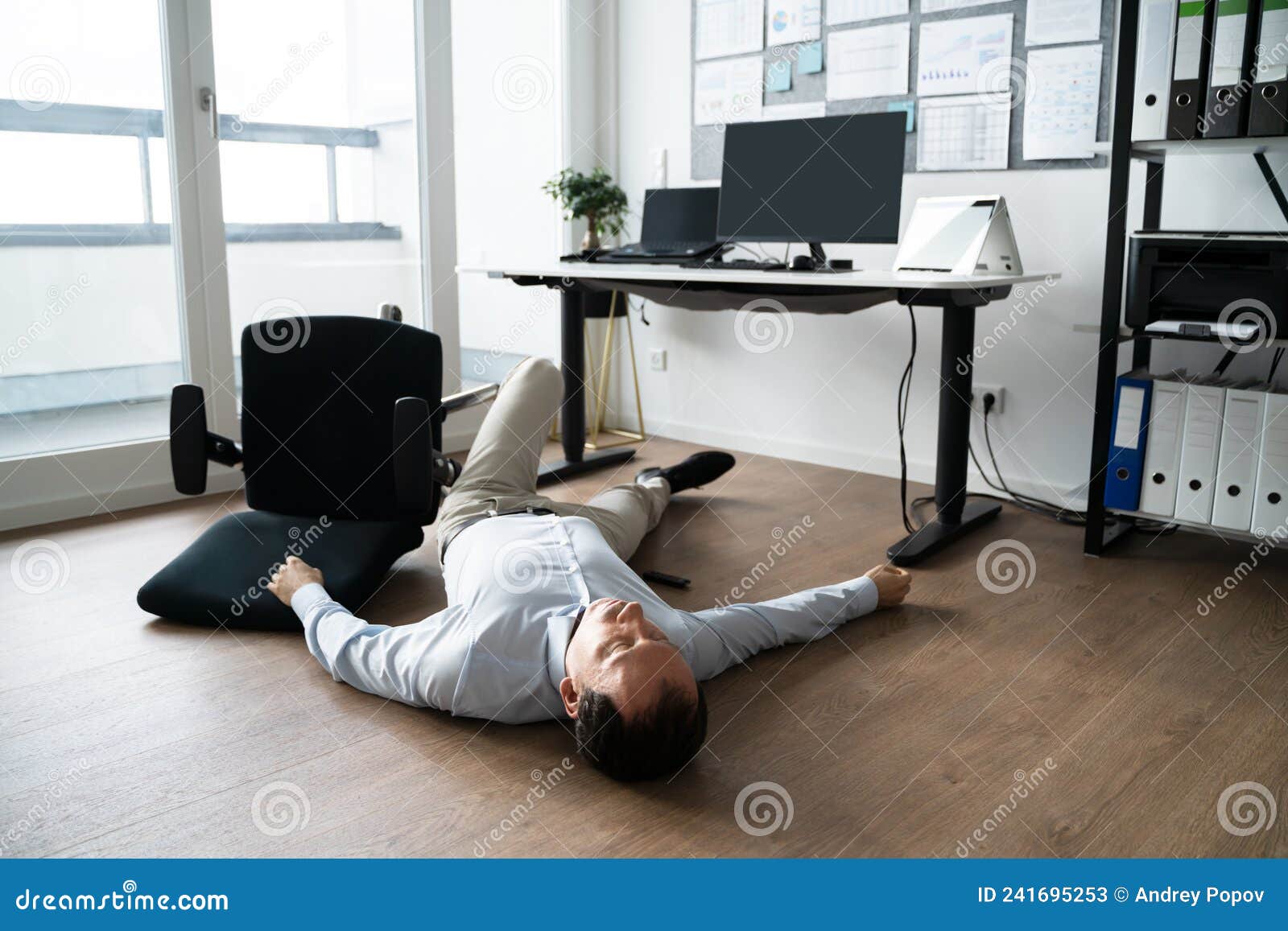 Faint Accident in Office. Fall from Chair Stock Image Image of floor