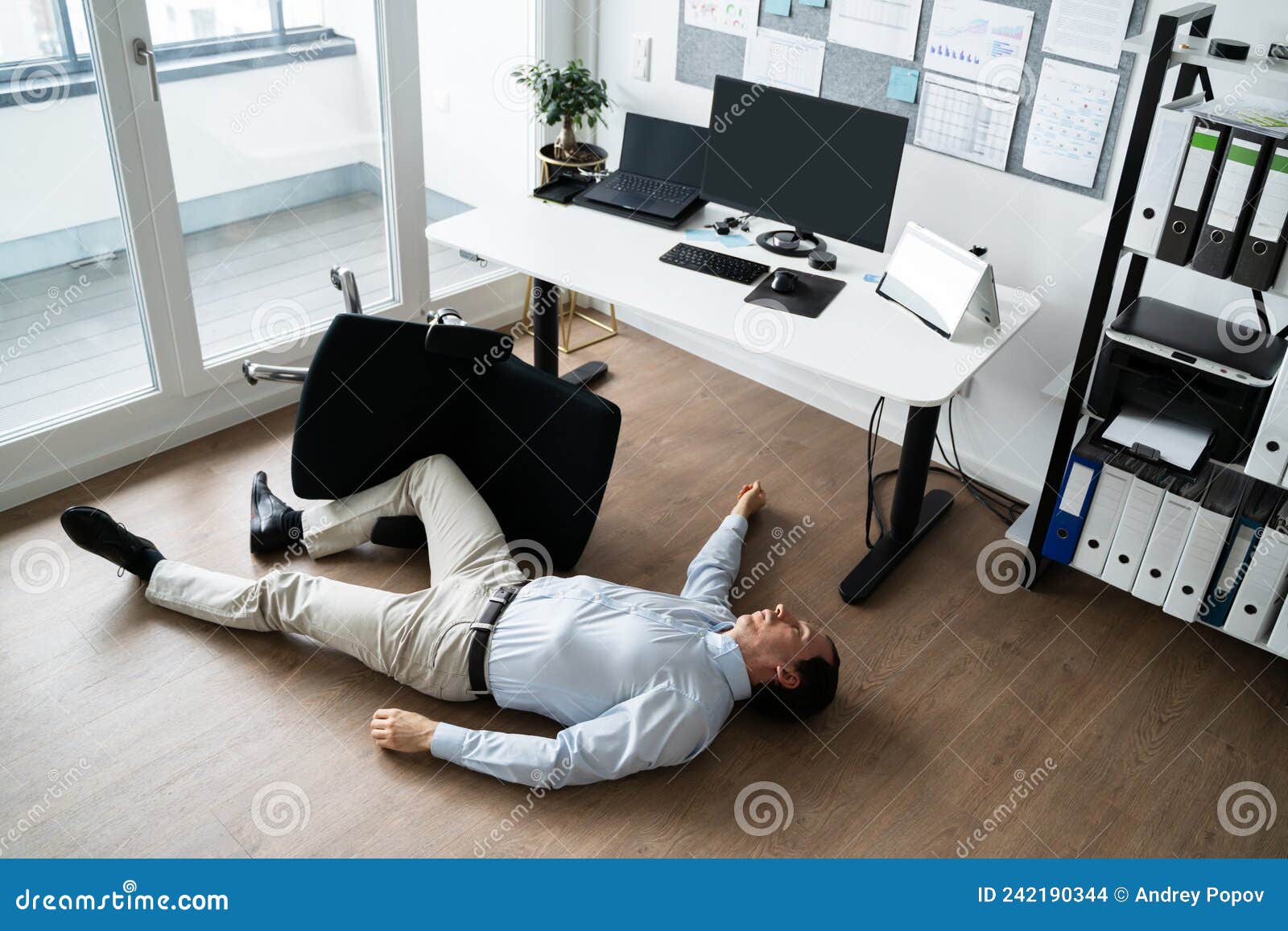 Faint Accident in Office. Fall from Chair Stock Photo Image of tired