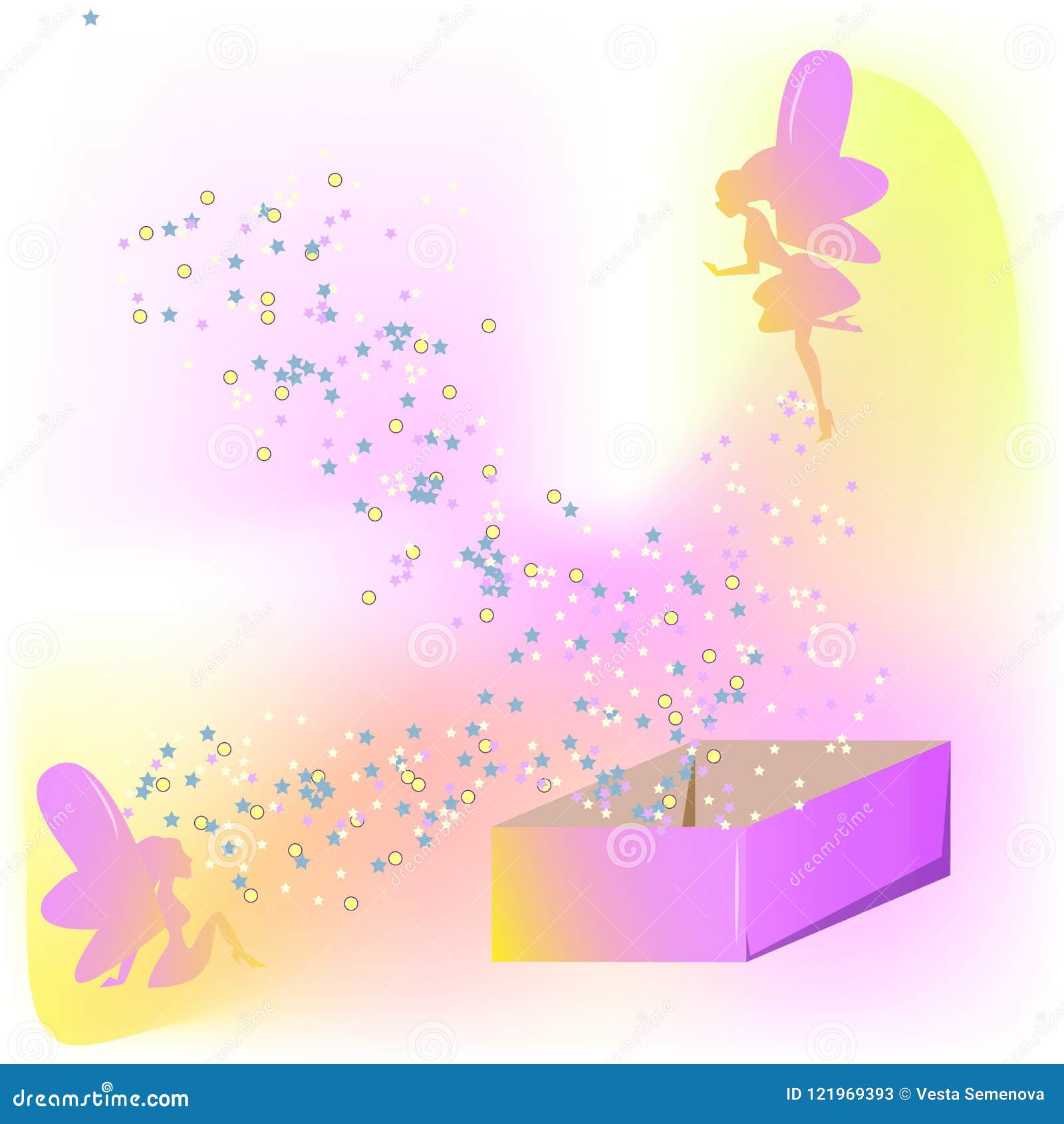Fairies and magic box stock vector. Illustration of vector 121969393