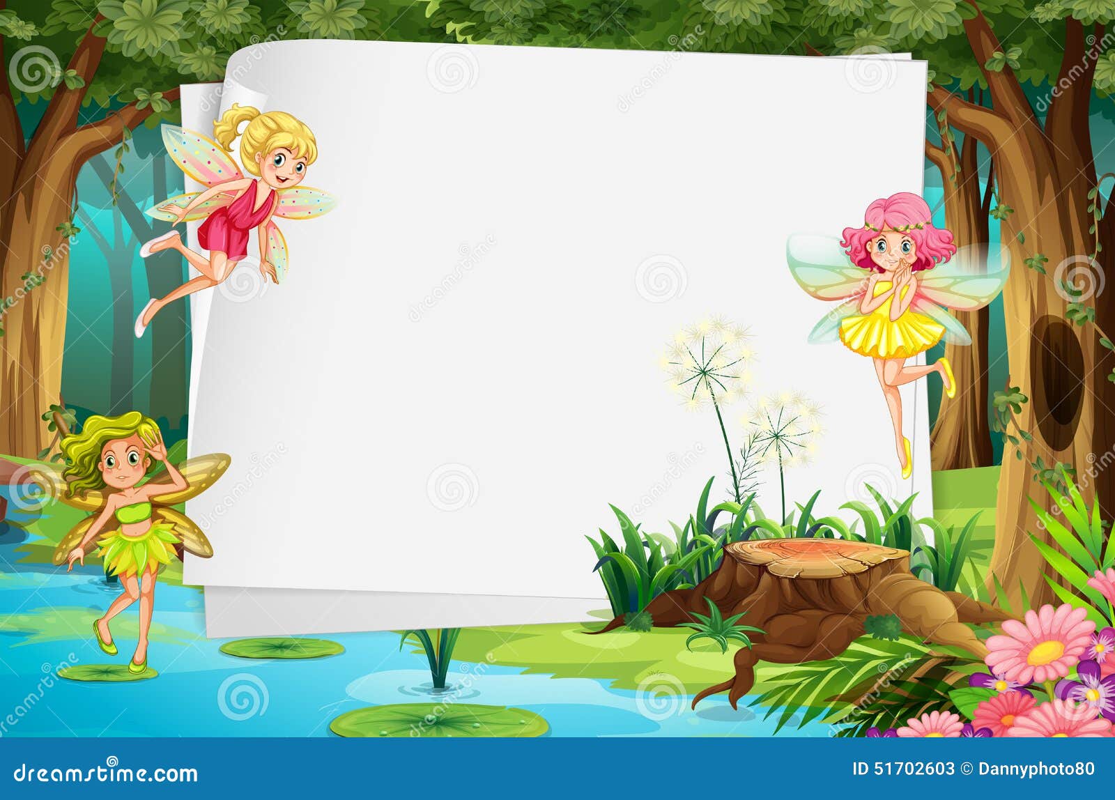 Fairies and sign stock vector. Illustration of border - 51702603