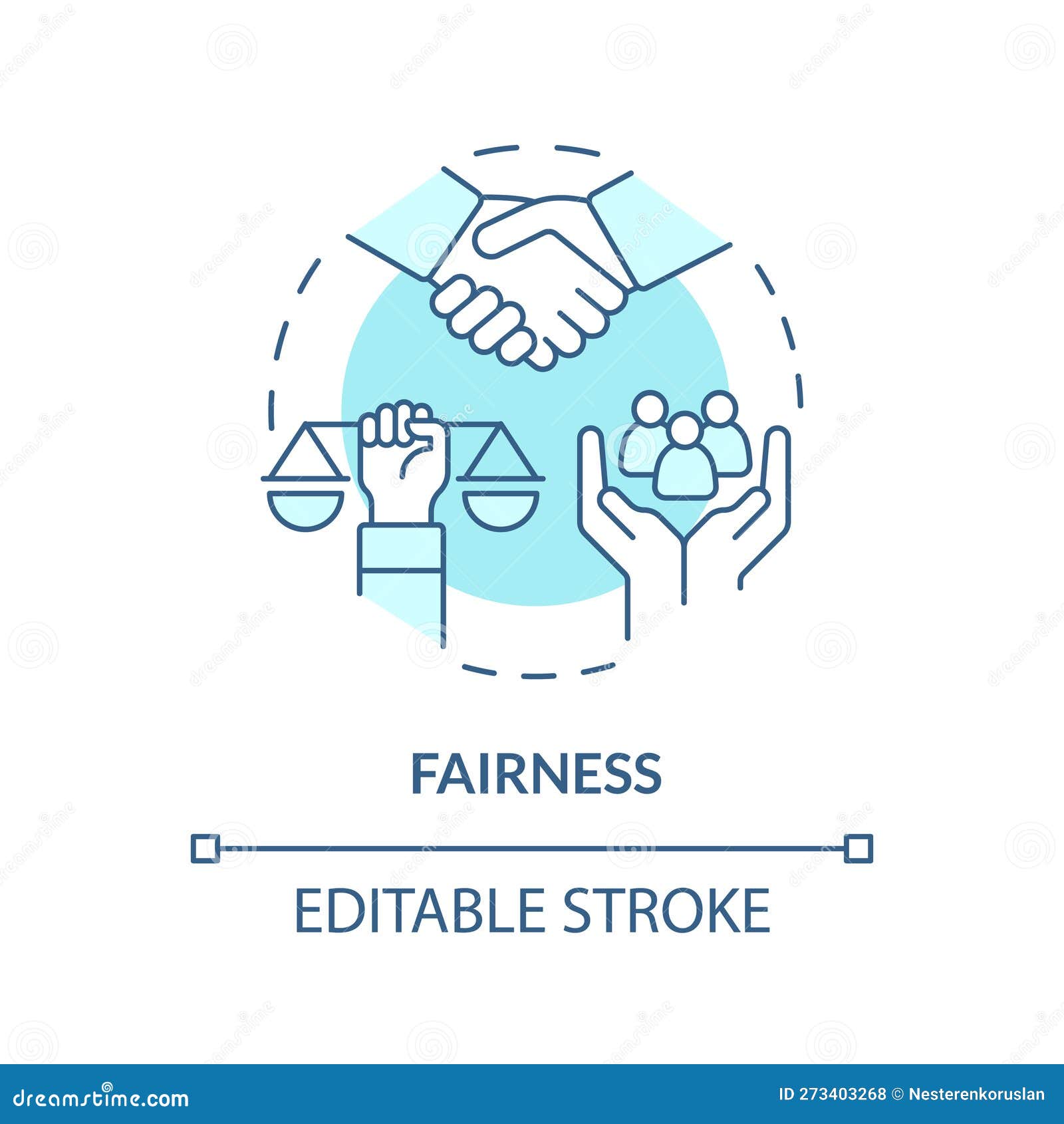 Fairness blue concept icon stock vector. Illustration of editable
