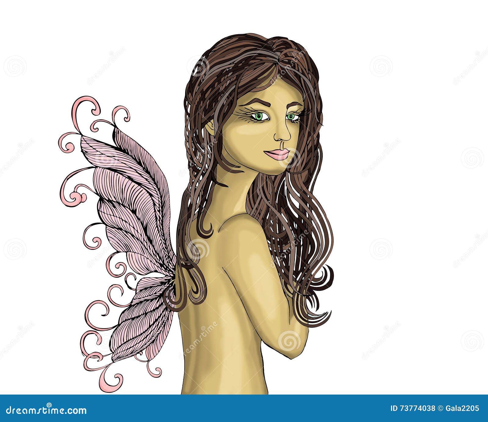 Fairy with Beautiful Hair and Wings.  of a Girl Stock  Illustration - Illustration of body, creative: 73774038