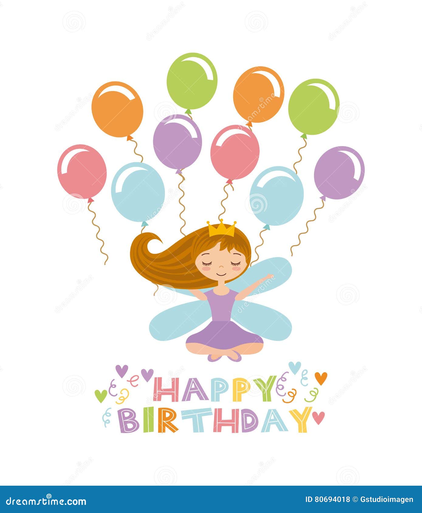 Fairy birthday card stock vector. Illustration of colorful - 80694018