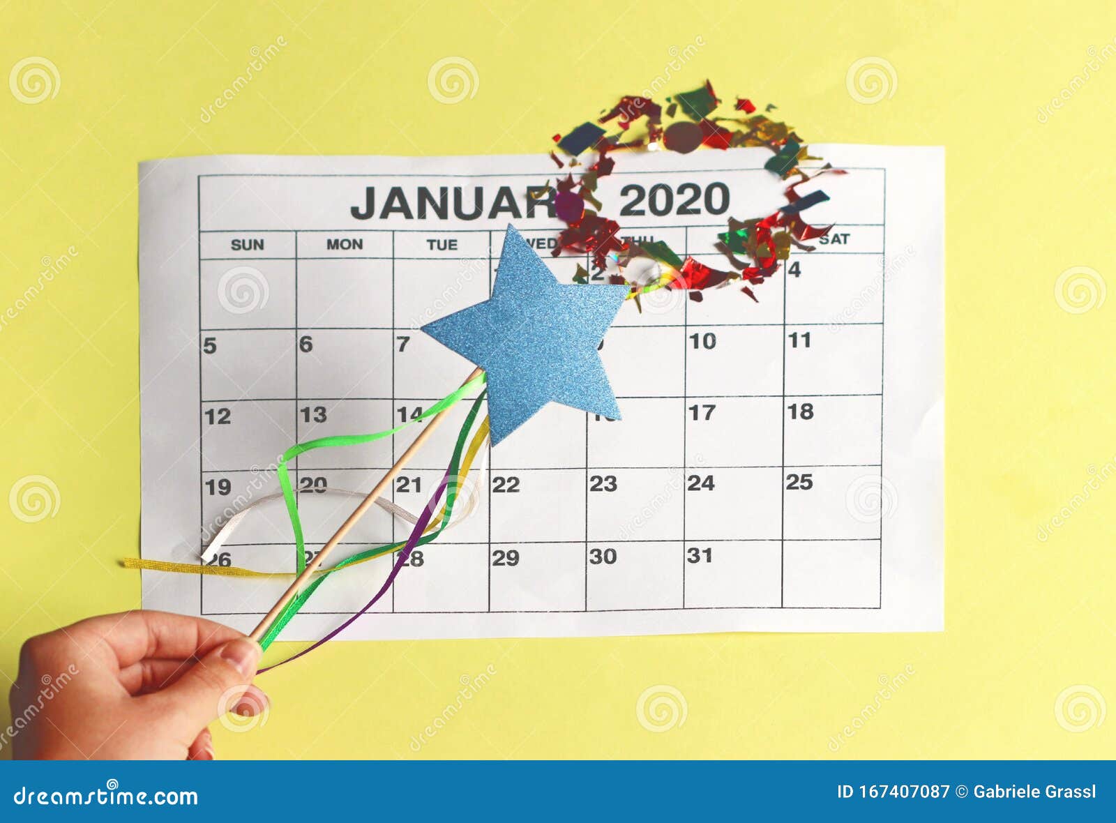 Download Fairy Godmother Touching A Calendar Page Of 2020 With Her Wand Stock Image - Image of confetti ...