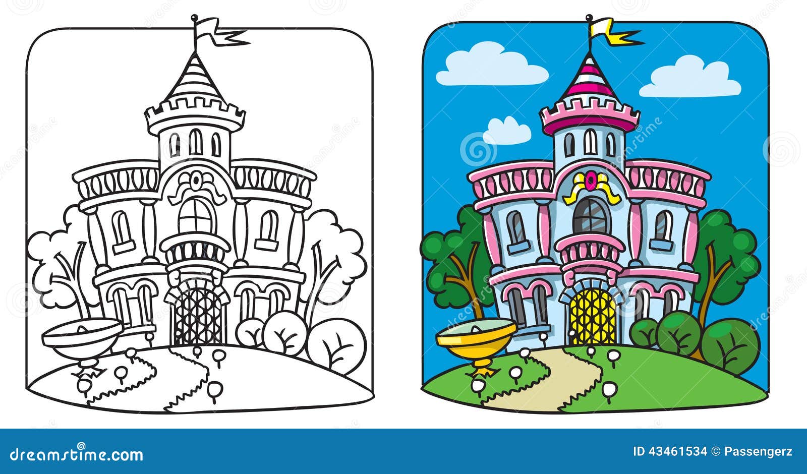 fairy palace coloring book picture beautiful park children vector illustration 43461534