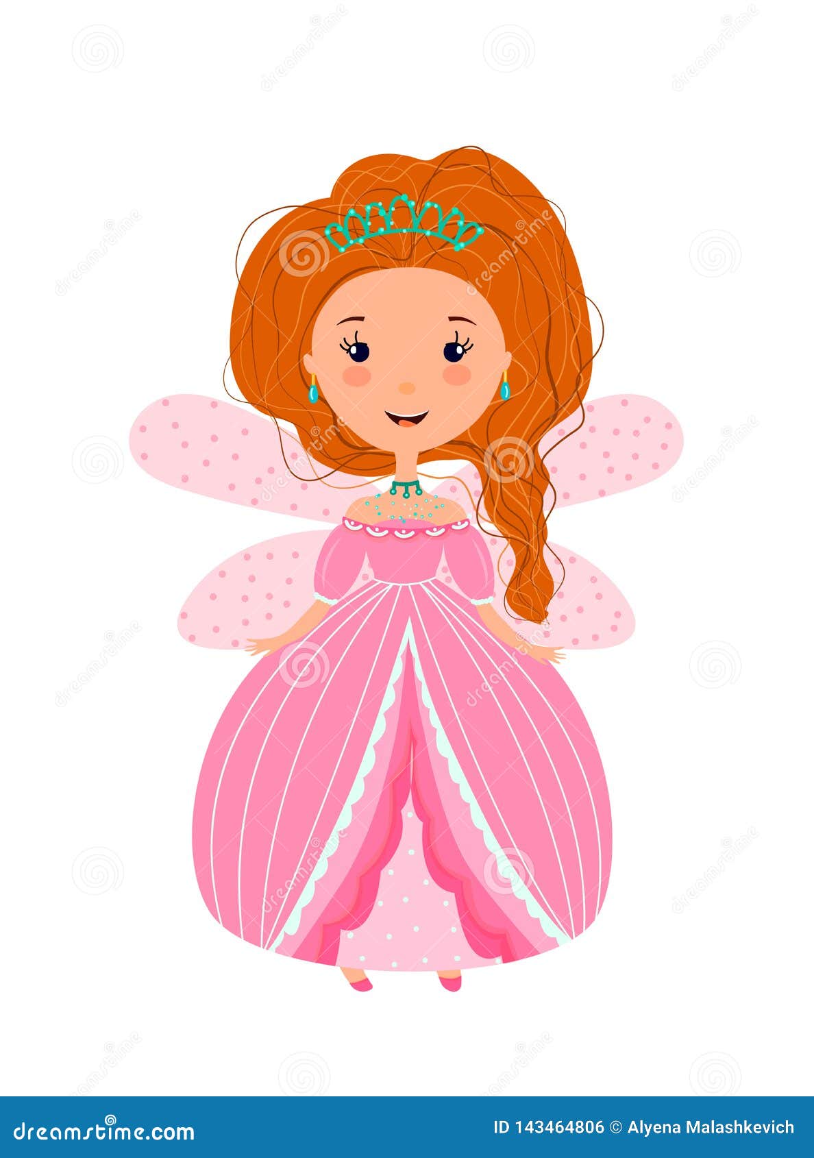 Fairy Princess in Pink Cartoon Vector. the Red-haired Princess Stock Vector  - Illustration of forest, fairy: 143464806