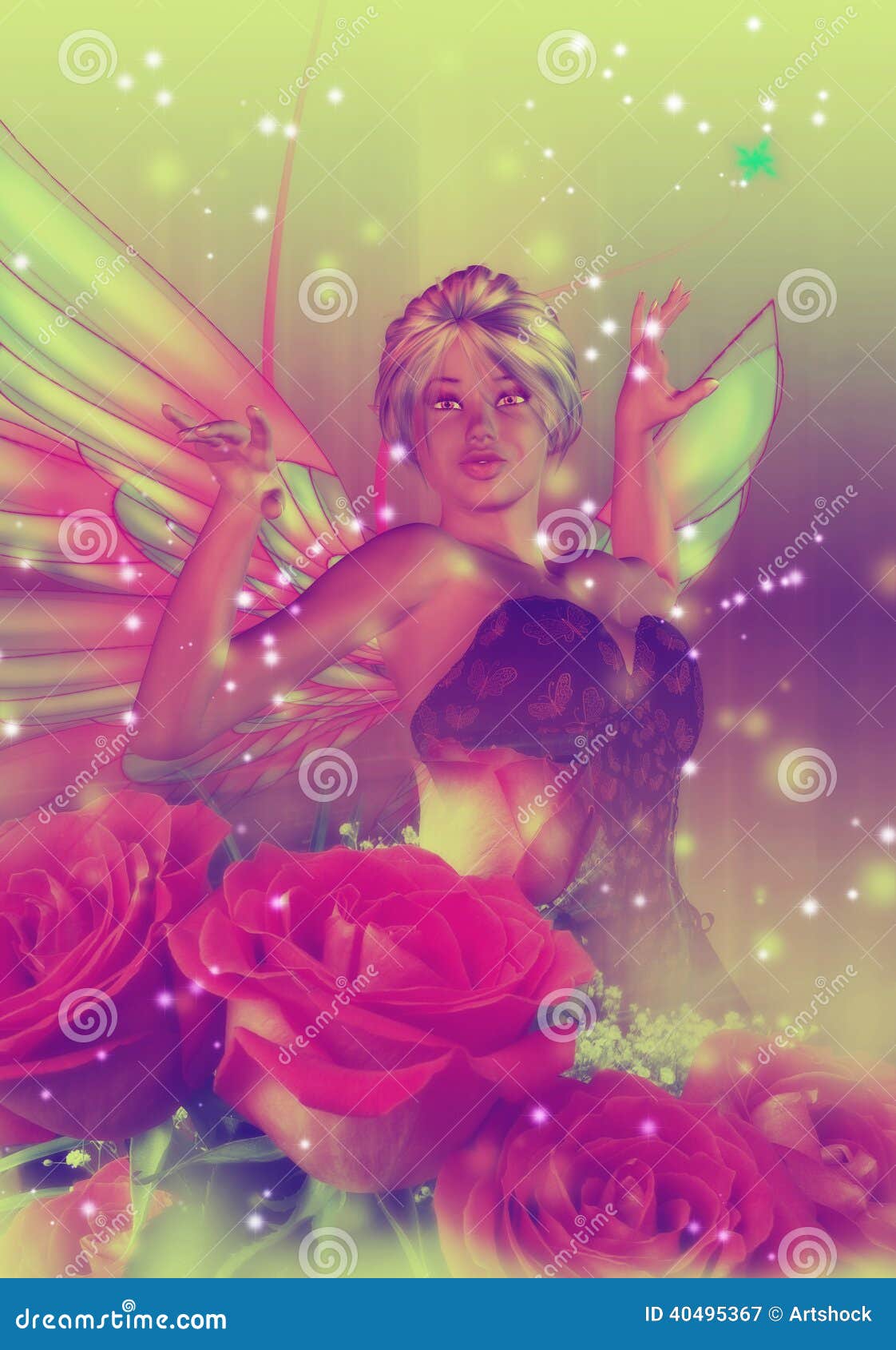 Fairy with Roses stock illustration. Illustration of angel 40495367