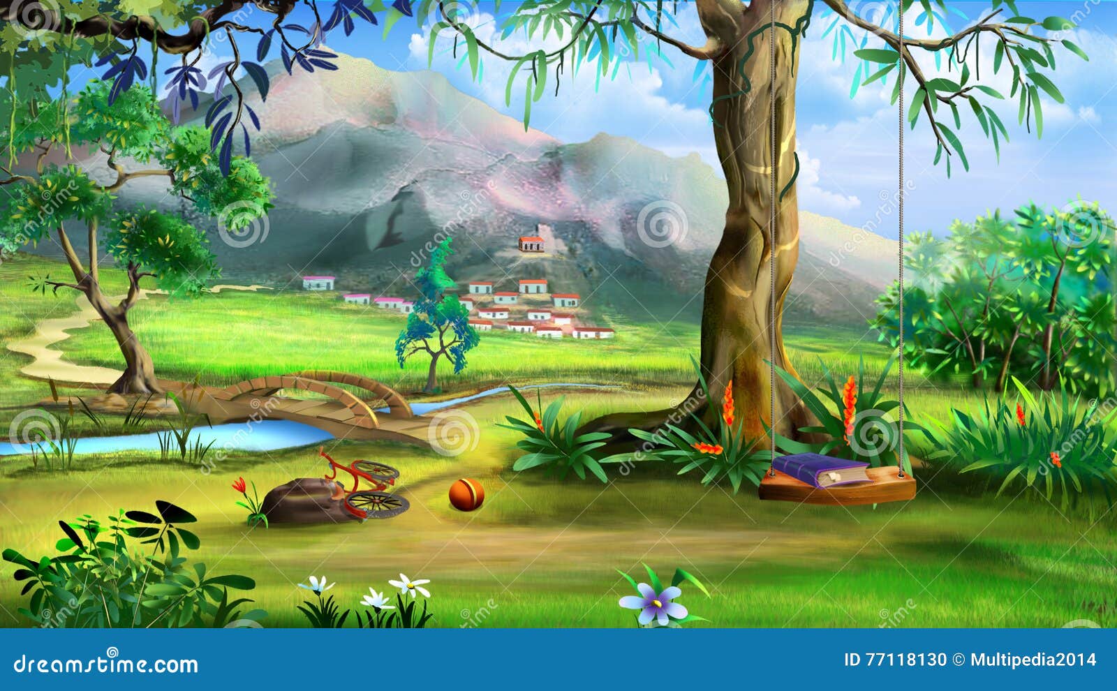 Fairytale Digital Background Fantasy Toadstool Bridge Digital Backdrop Nature