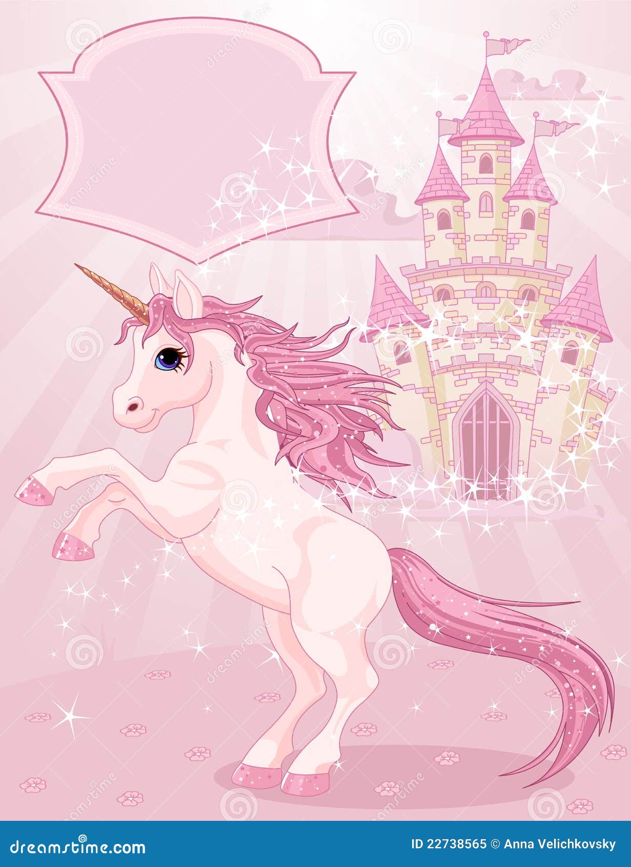 fairy tale castle and unicorn