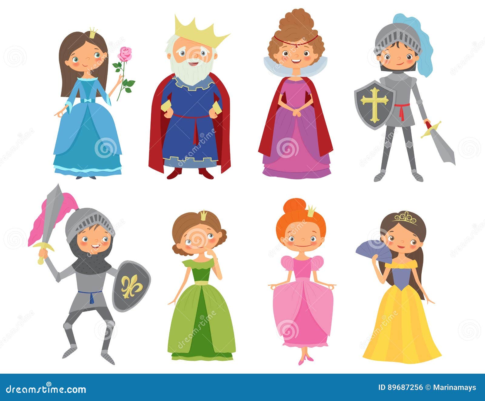 fairy tale. king, queen, knights and princesses