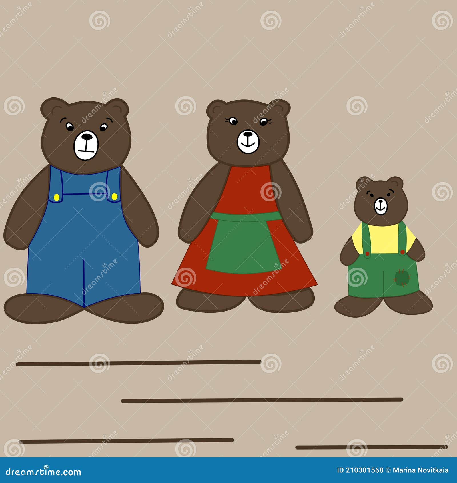 Fairy-tale Three Bears, Color Illustration. Simple Cartoon Flat Style Stock  Illustration - Illustration of female, linear: 210381568