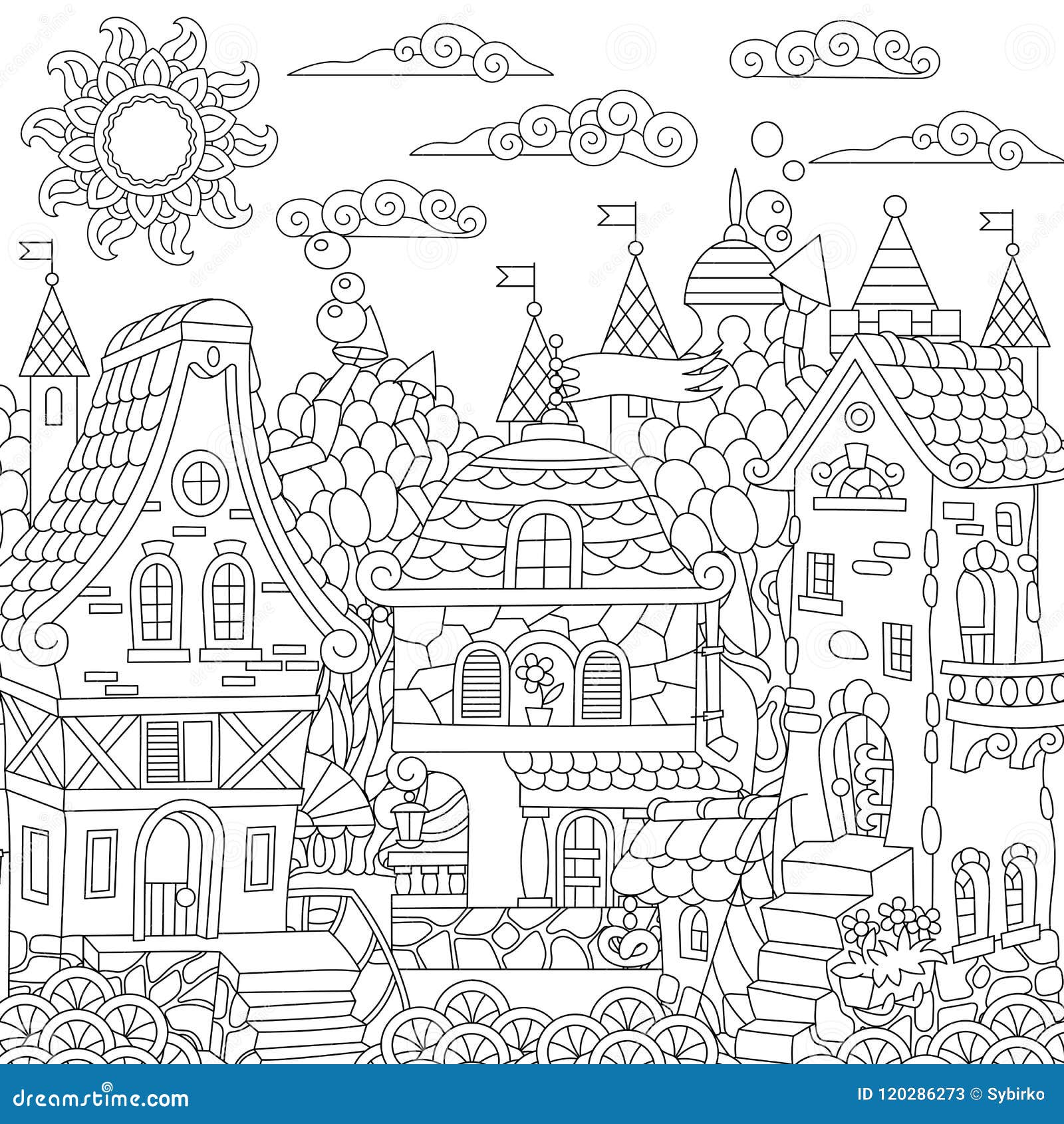 https://thumbs.dreamstime.com/z/fairy-tale-town-fairytale-city-fantasy-downtown-vintage-houses-coloring-page-colouring-picture-coloring-book-freehand-sketch-120286273.jpg