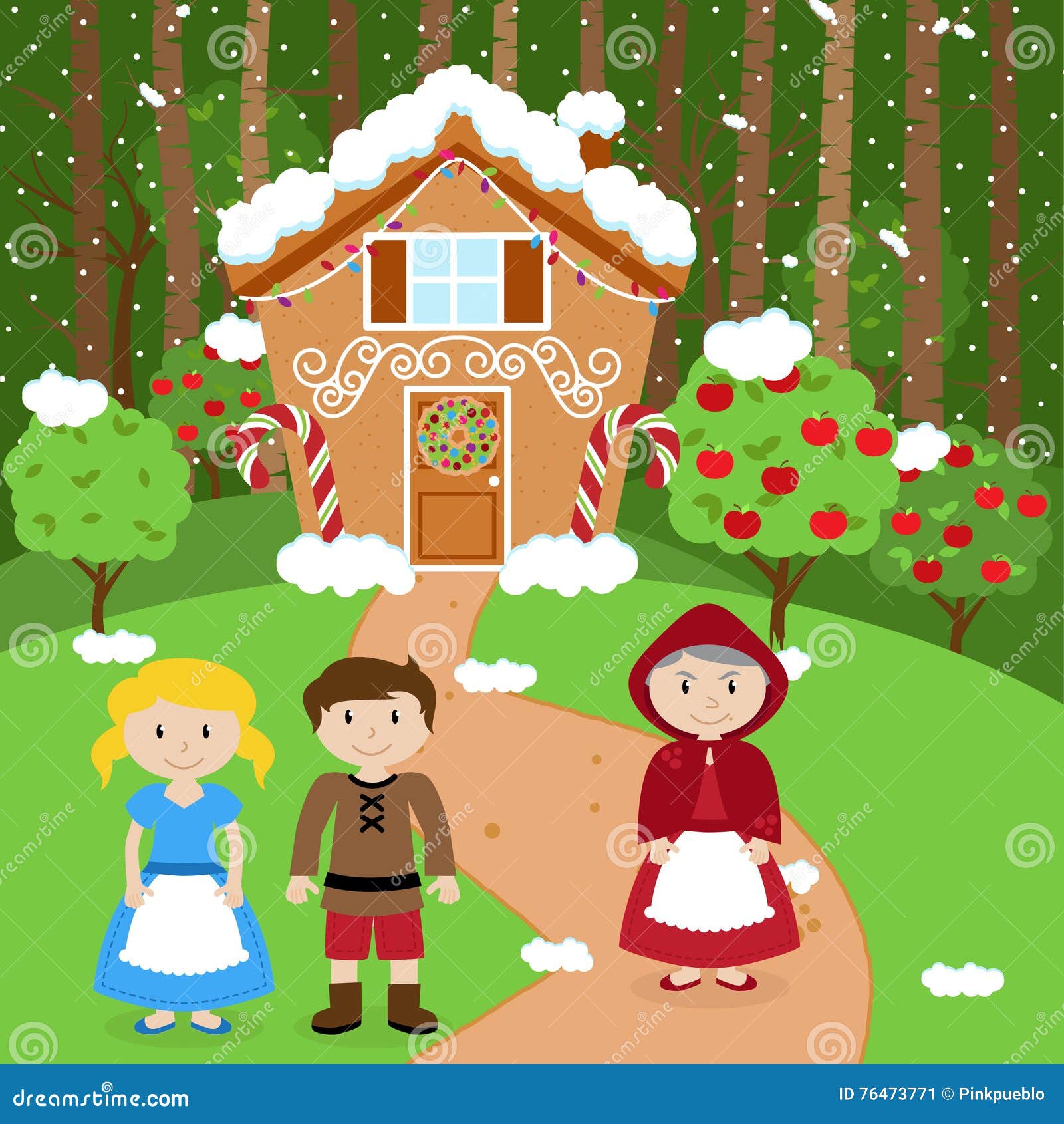 fairy tale  scene with hansel and gretel, the witch