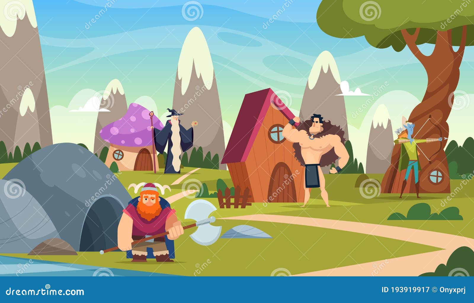 Fairytale Background. Funny Cartoon Houses Beautiful Fantasy World with Creatures Castles Vector Cartoon Landscape Stock Vector - Illustration of castle, dwarf: 193919917 Fairytale Background. Funny Cartoon Houses Beautiful Fantasy World with Creatures Castles Vector Cartoon Landscape Stock Vector - Illustration of castle, dwarf: 193919917