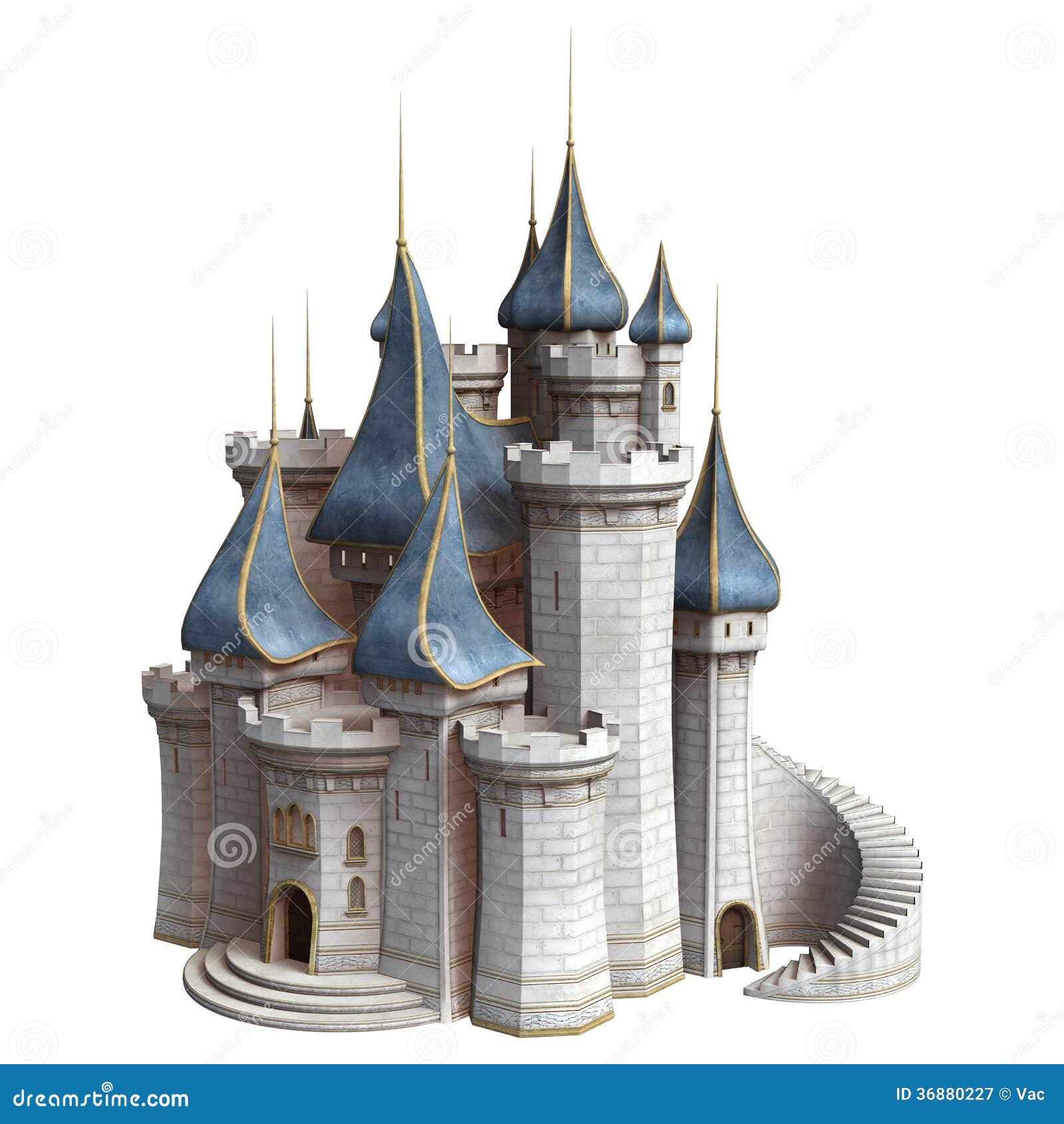 fairytale castle d digital render isolated white background 36880227