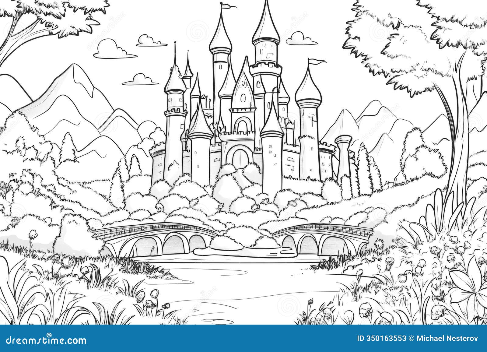 Dragon Castle Coloring Page Stock Photos - Free \u0026 Royalty-Free Stock Photos  from Dreamstime, image size:1600x1156