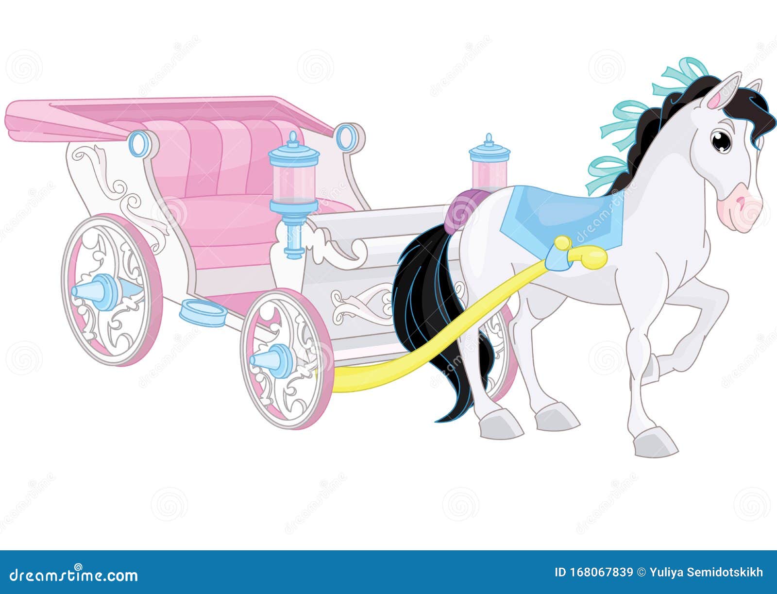 Fairytale Pink Carriage Isolated on White Background Stock Vector ...