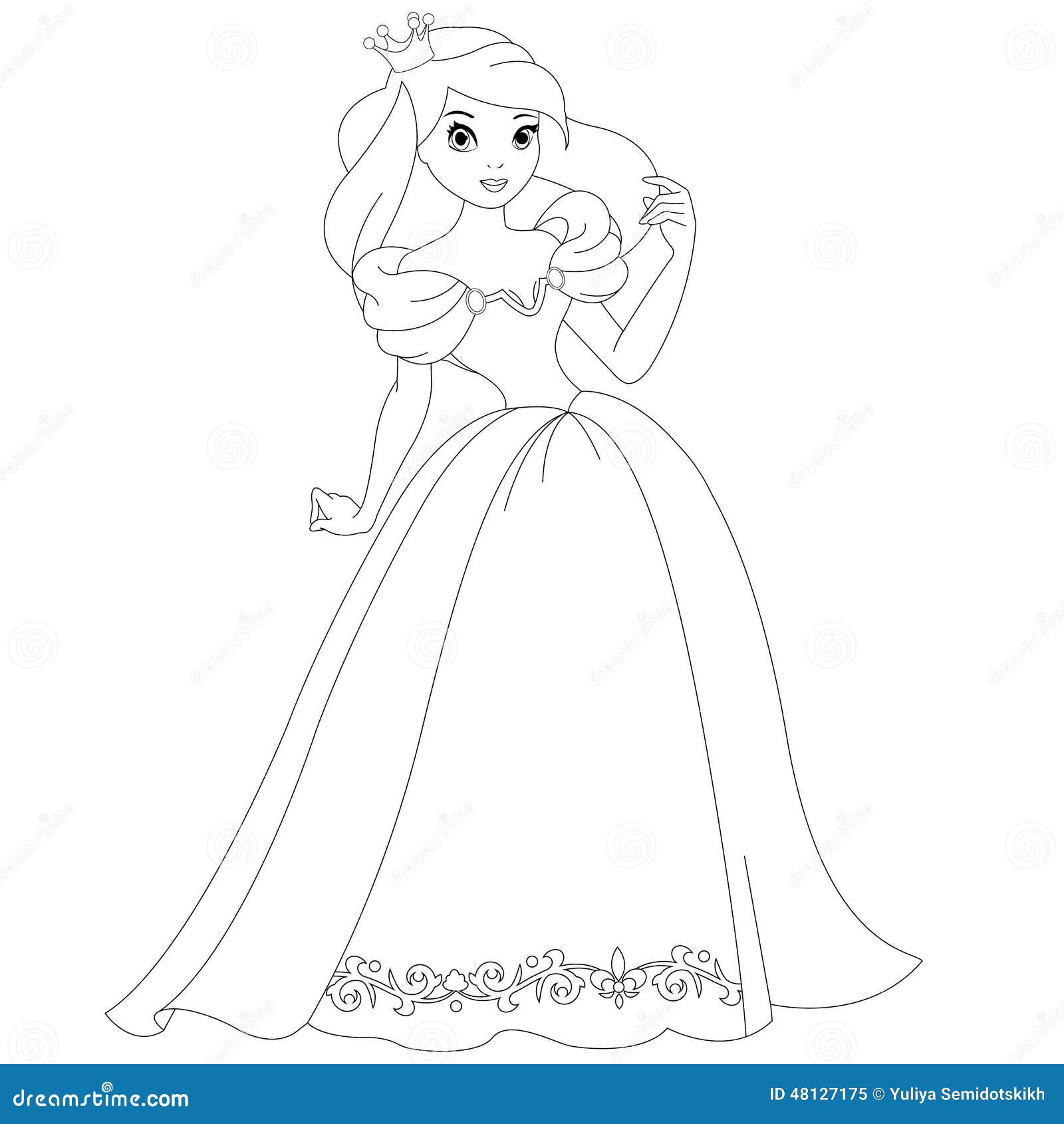 Beautiful Princess Coloring Book Page Stock Illustrations – 20,92020 ...