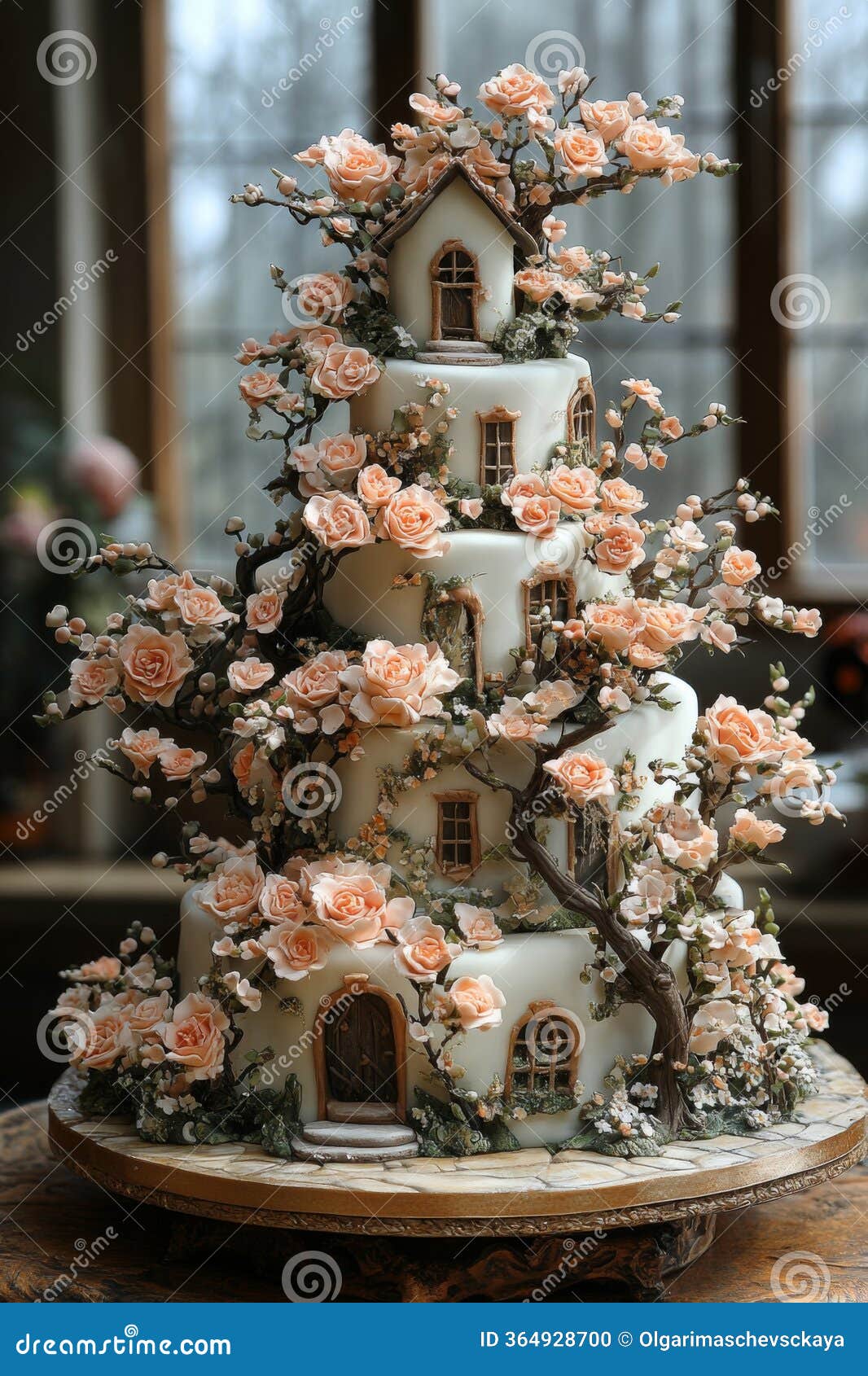 Fairytale Wedding Cake with House and Flowers Stock Illustration -  Illustration of artistic, magical: 364928700, image size:1066x1690