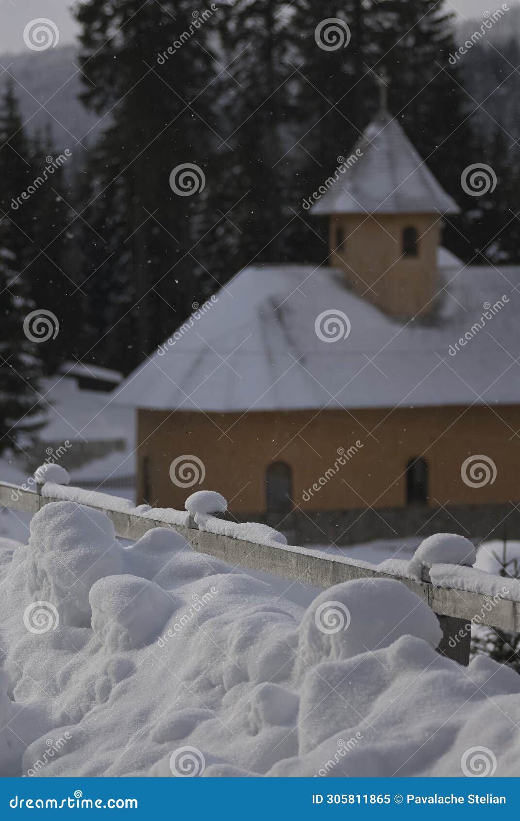 fairytale winter scenery with snow covered pine trees and forest on the picturesque hills. bucegi mountains