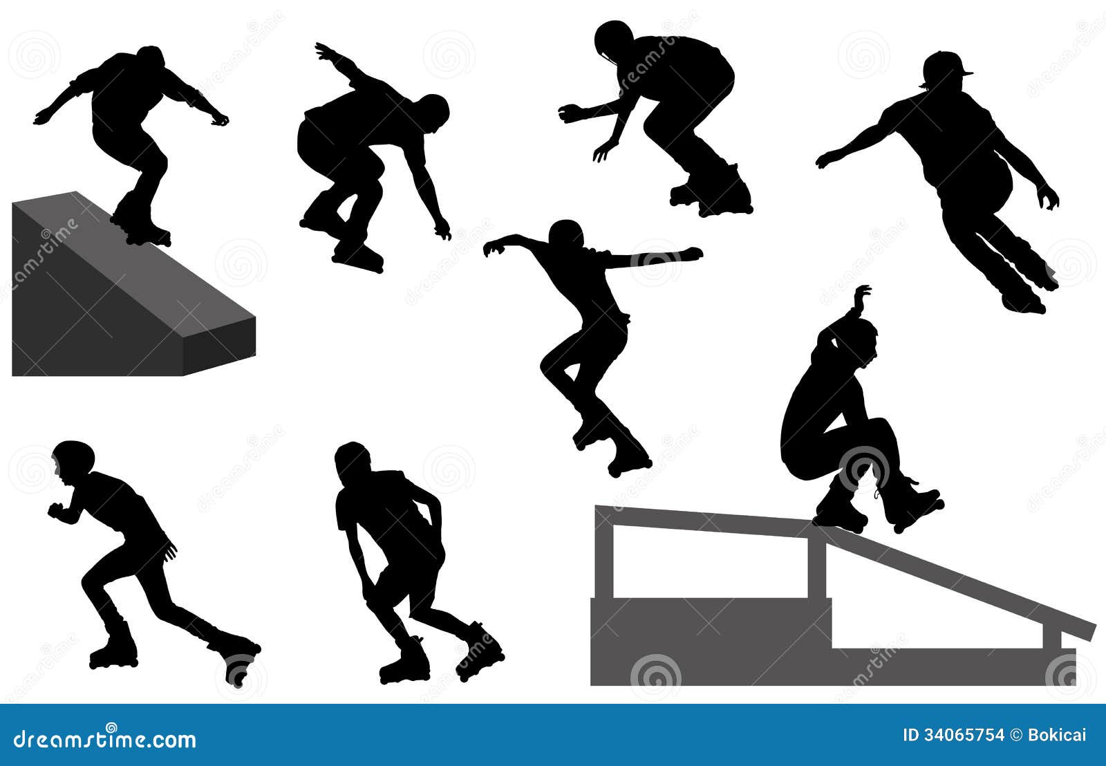 Faites Du Roller Les Silhouettes Illustration de Vecteur Illustration