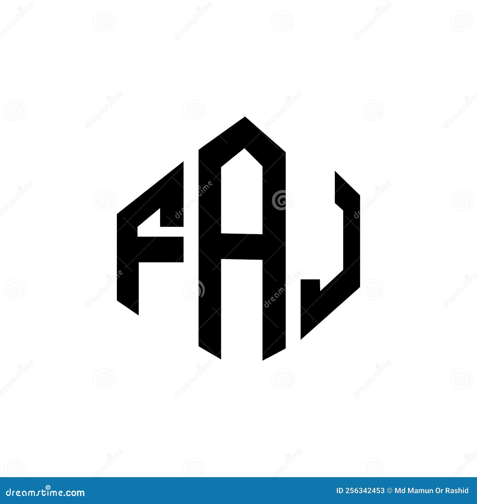 faj letter logo  with polygon . faj polygon and cube  logo . faj hexagon  logo template white and