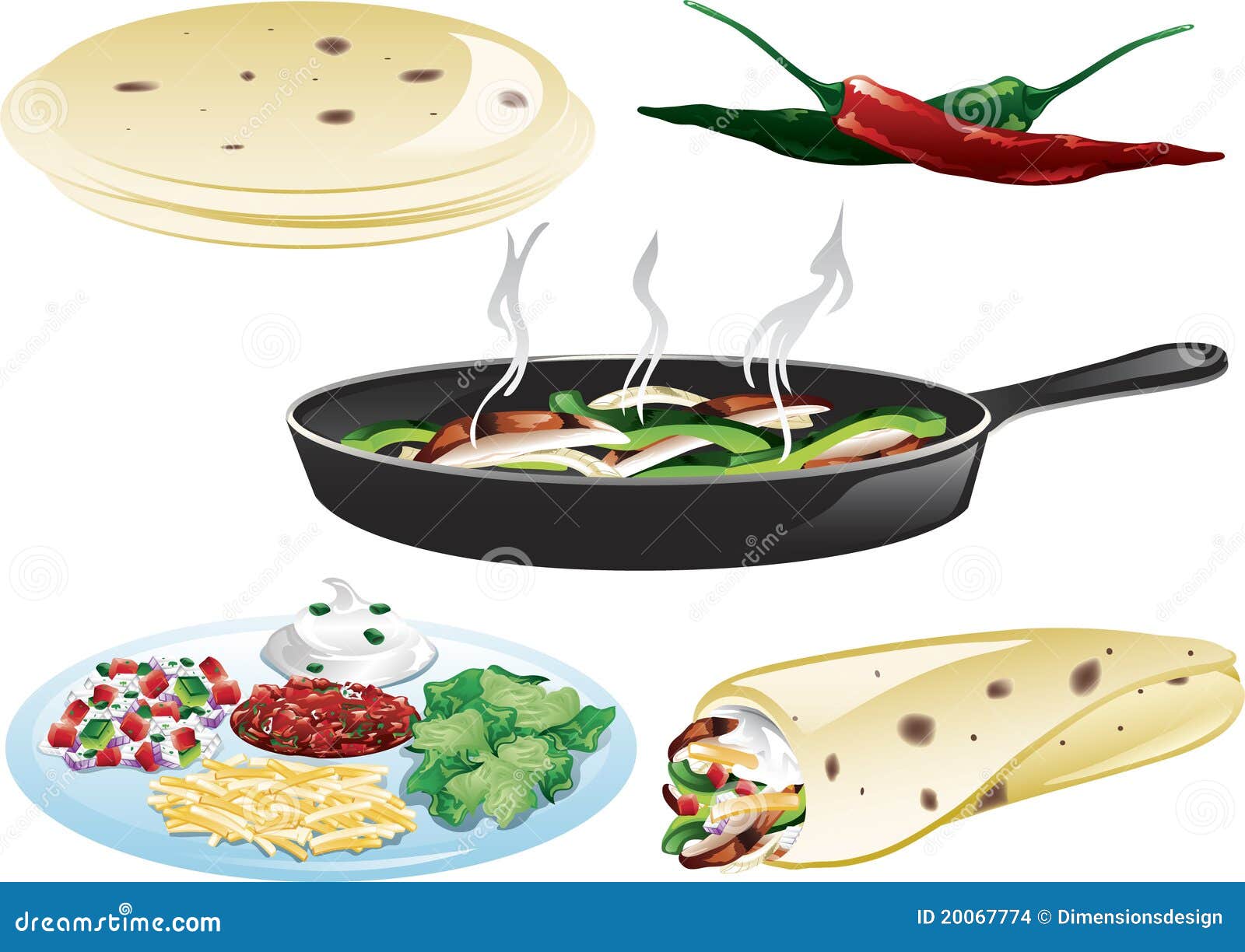 Fajita icons stock vector. Illustration of cook, meal 20067774