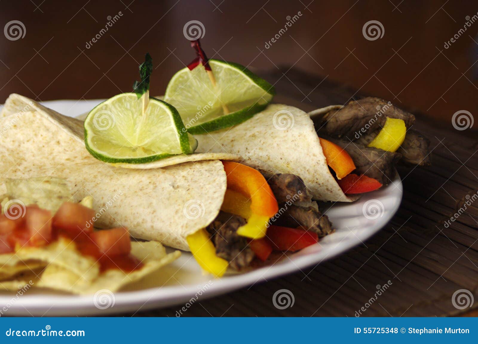 Fajita meal stock photo. Image of salsa, meal, yellow 55725348
