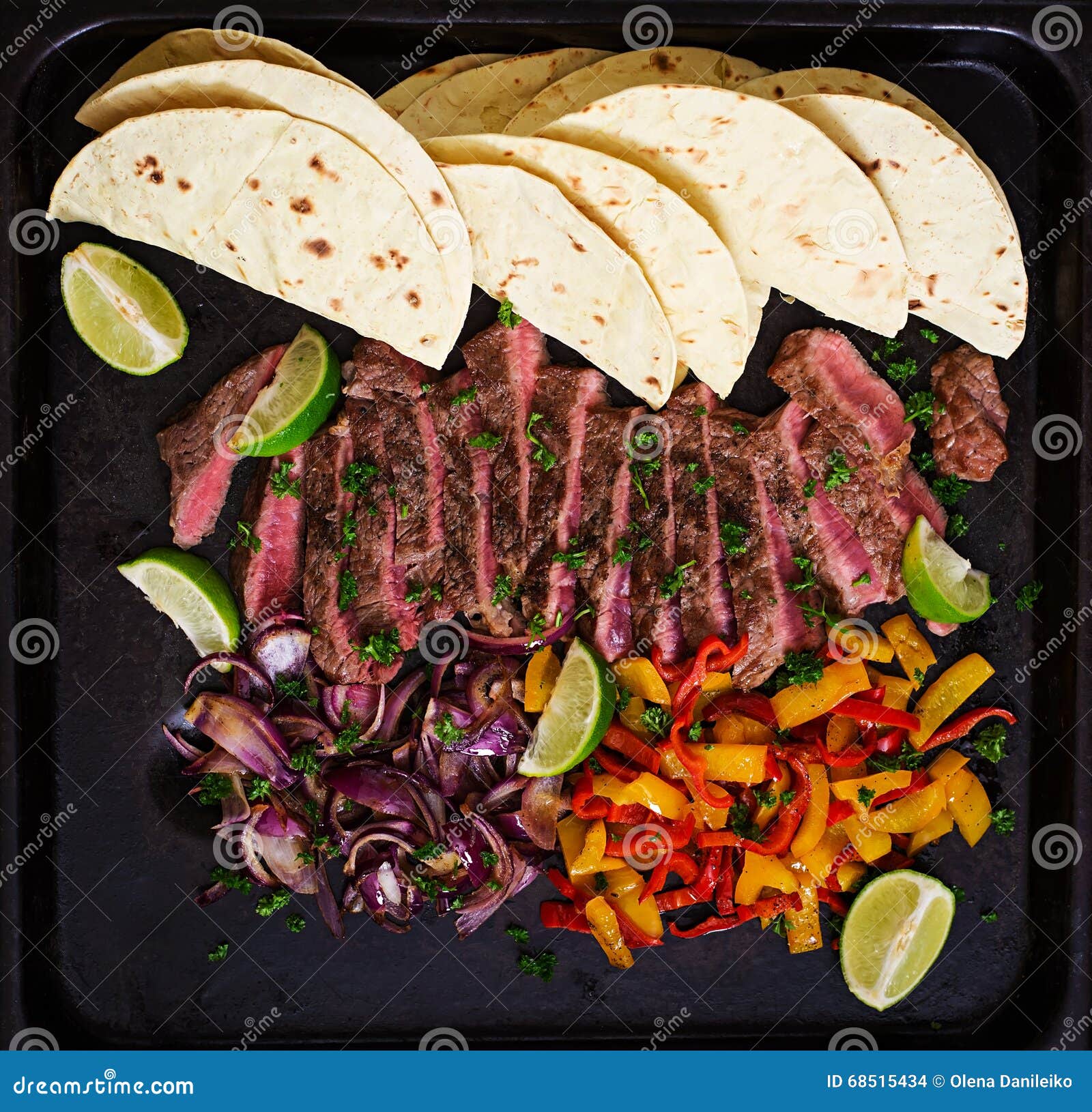 Fajitas Mexicanos Para El Filete De Carne De Vaca Foto de archivo