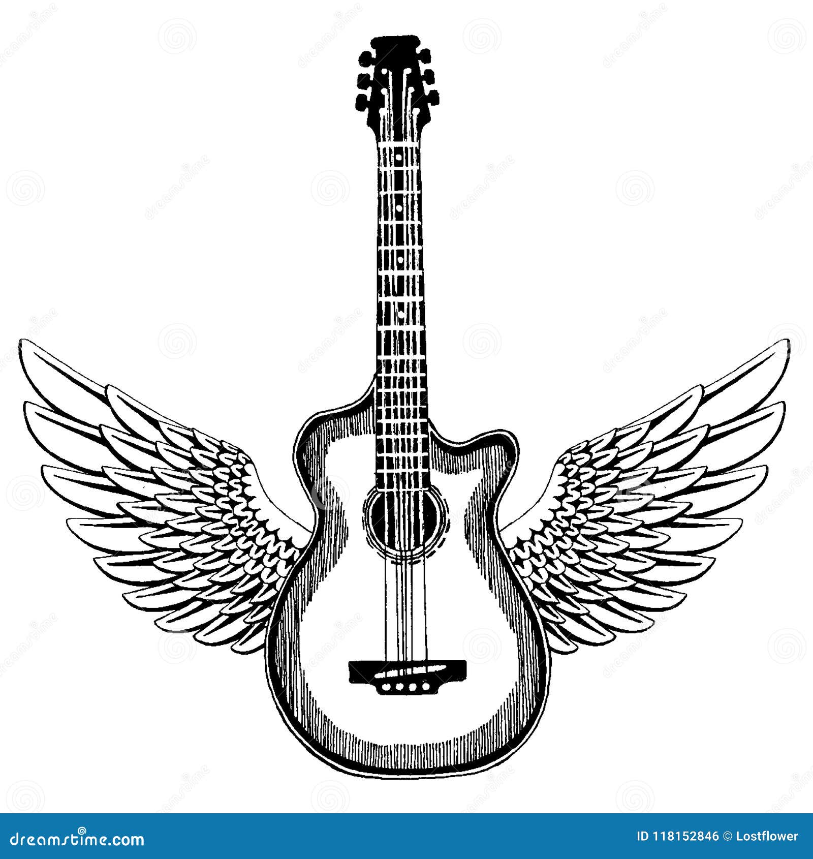 Fajna Gitara Rockowy Emblemat Dla Festiwalu Muzyki Ciezki Metall