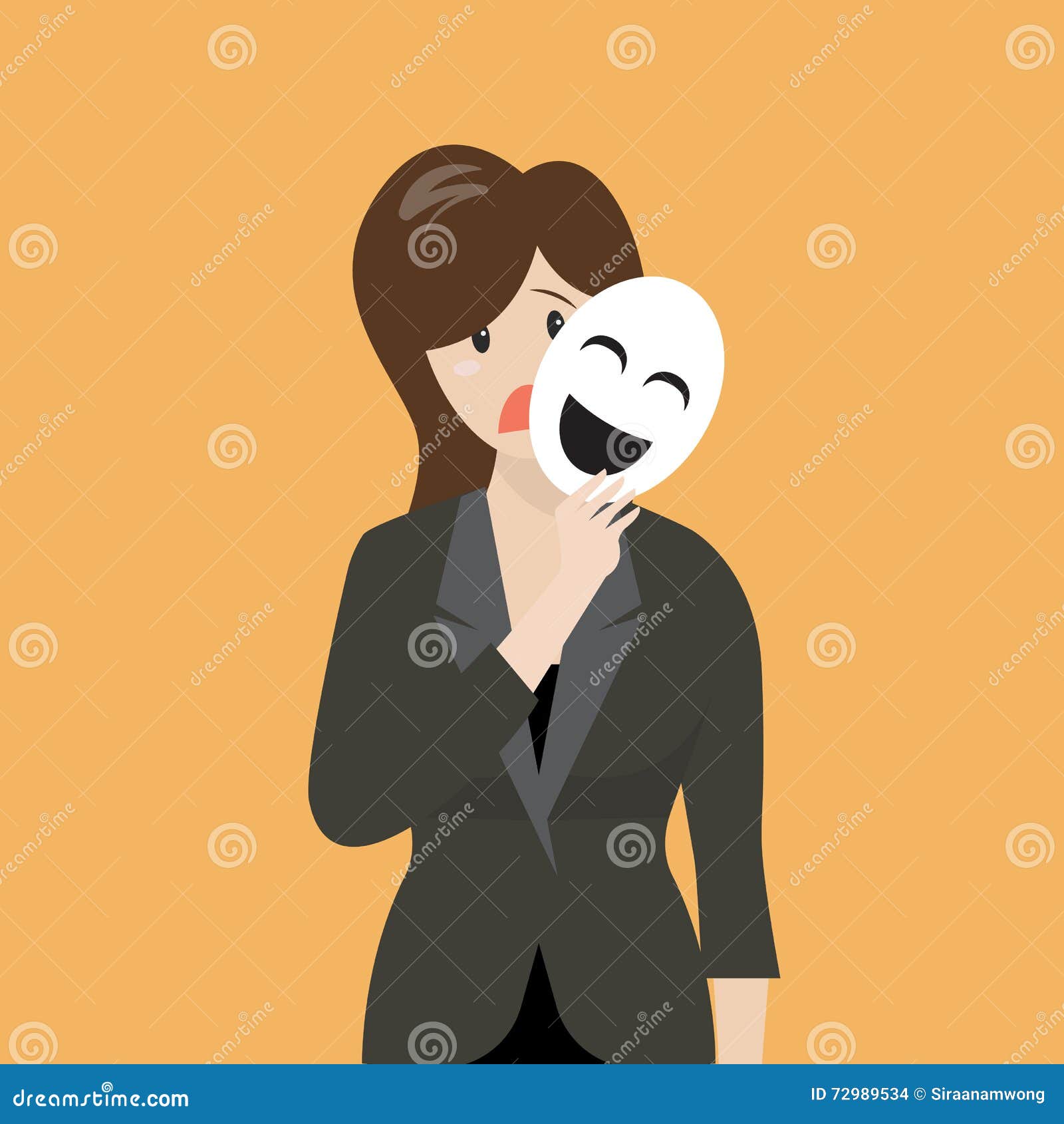 Cartoon Woman With A Fake Smile Vector Illustration | CartoonDealer.com