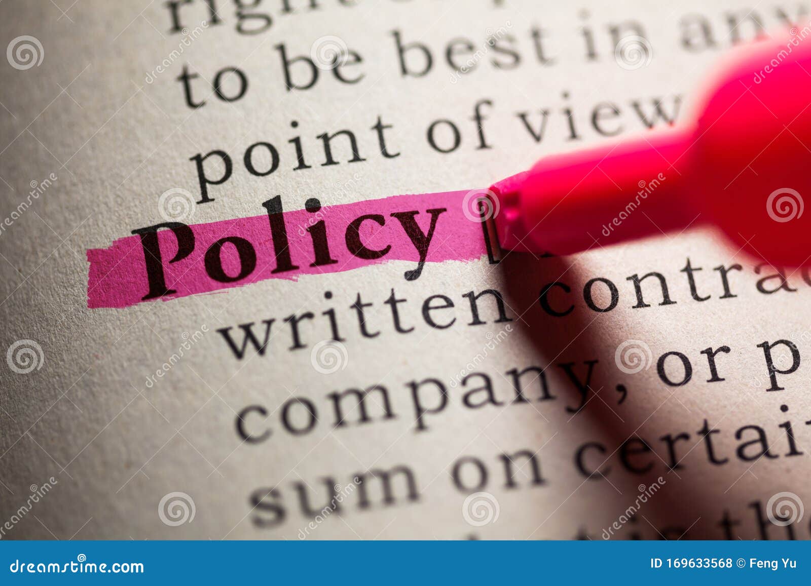 Definition of the Word Policy Stock Photo Image of highlight