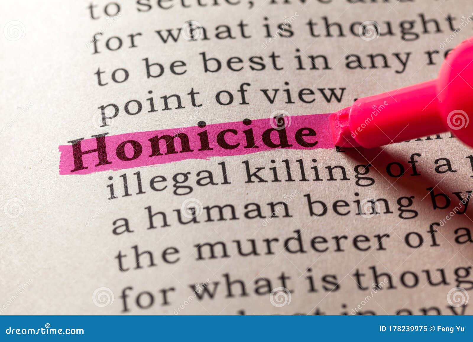 Definition of the Word Homicide Stock Image Image of printing