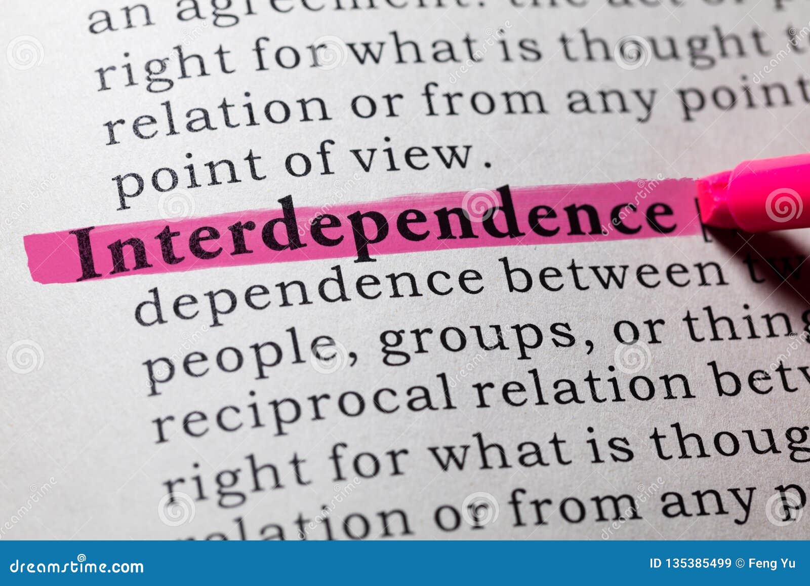 Definition of Interdependence Stock Image - Image of white, macro