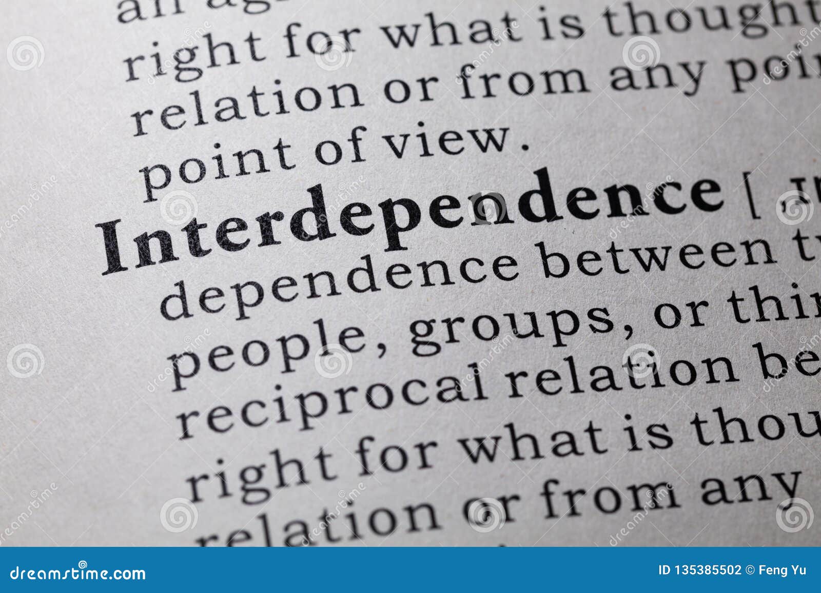 Definition of Interdependence Stock Photo - Image of closeup, white