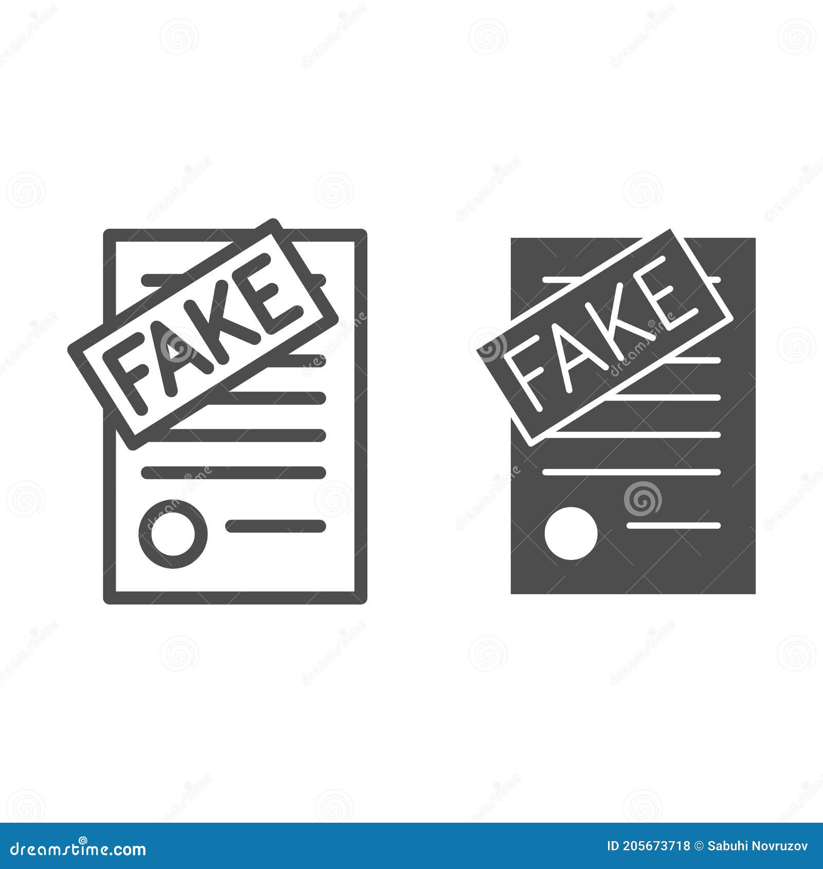 Fake Documents Line and Solid Icon, Black Bookkeeping Concept, Forgery ...