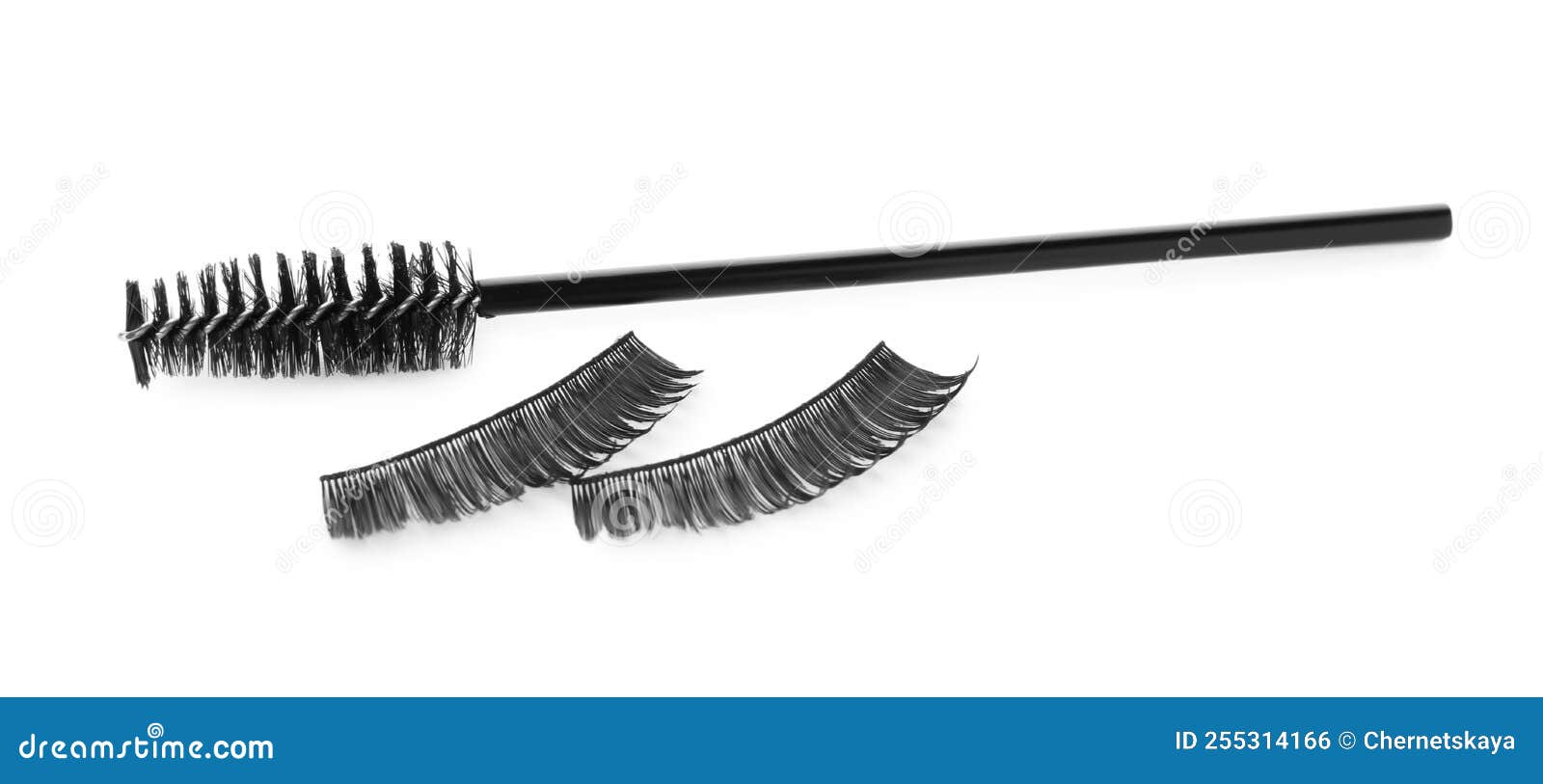 Fake Eyelashes and Brush on White Background Stock Photo Image of