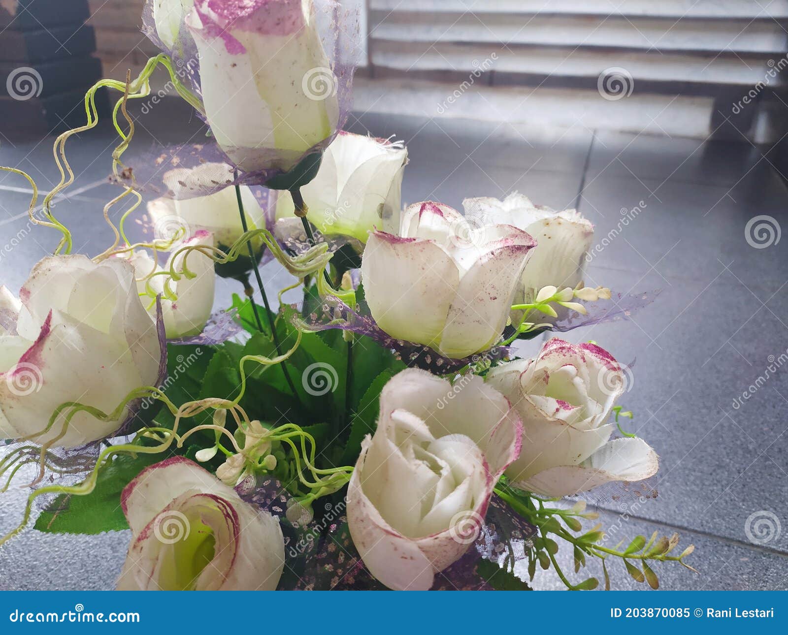 Fake flowers white stock image. Image of rose, purple 203870085