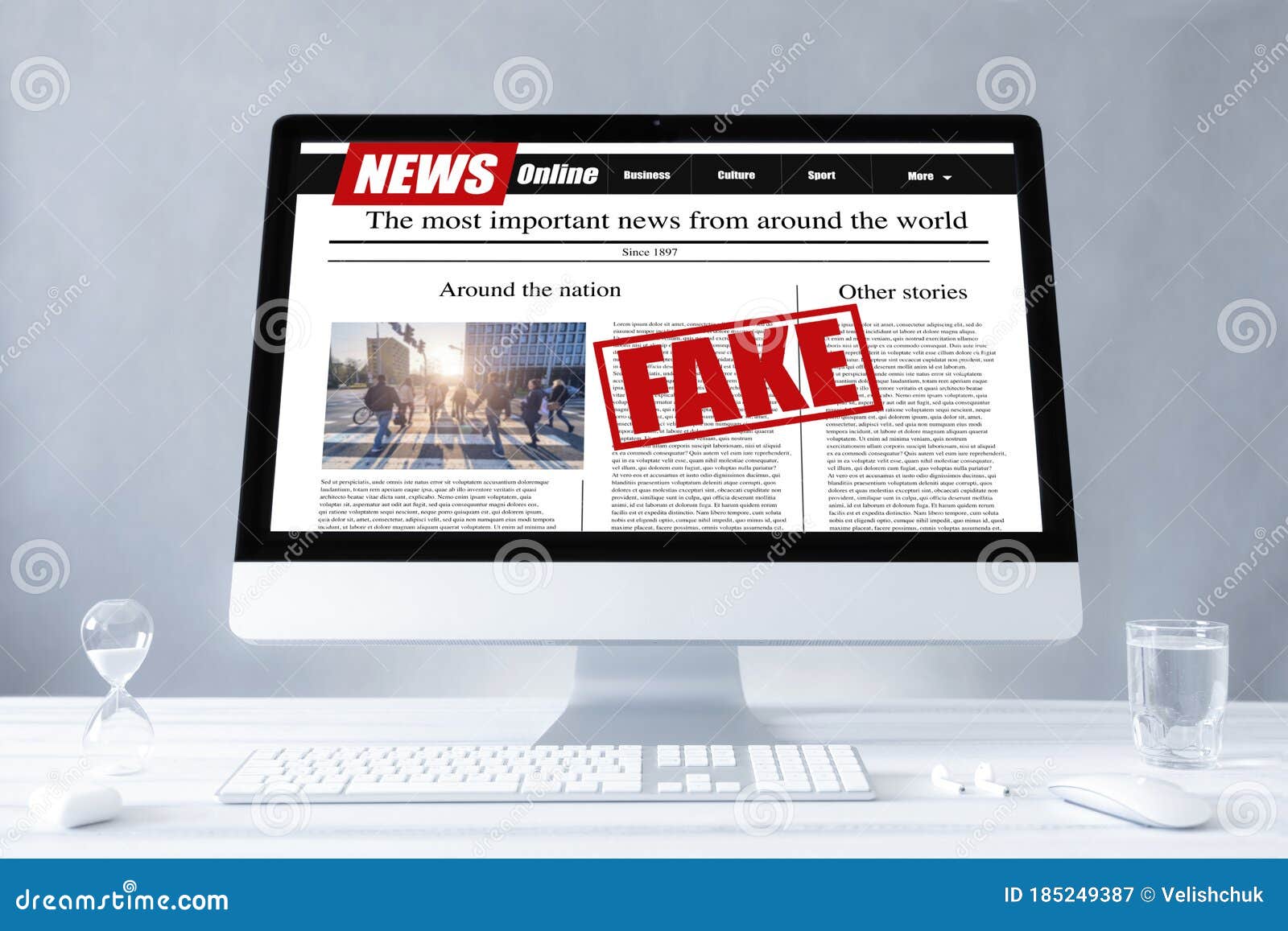 Online Fake News on a Laptop Screen. Stock Image - Image of report ...