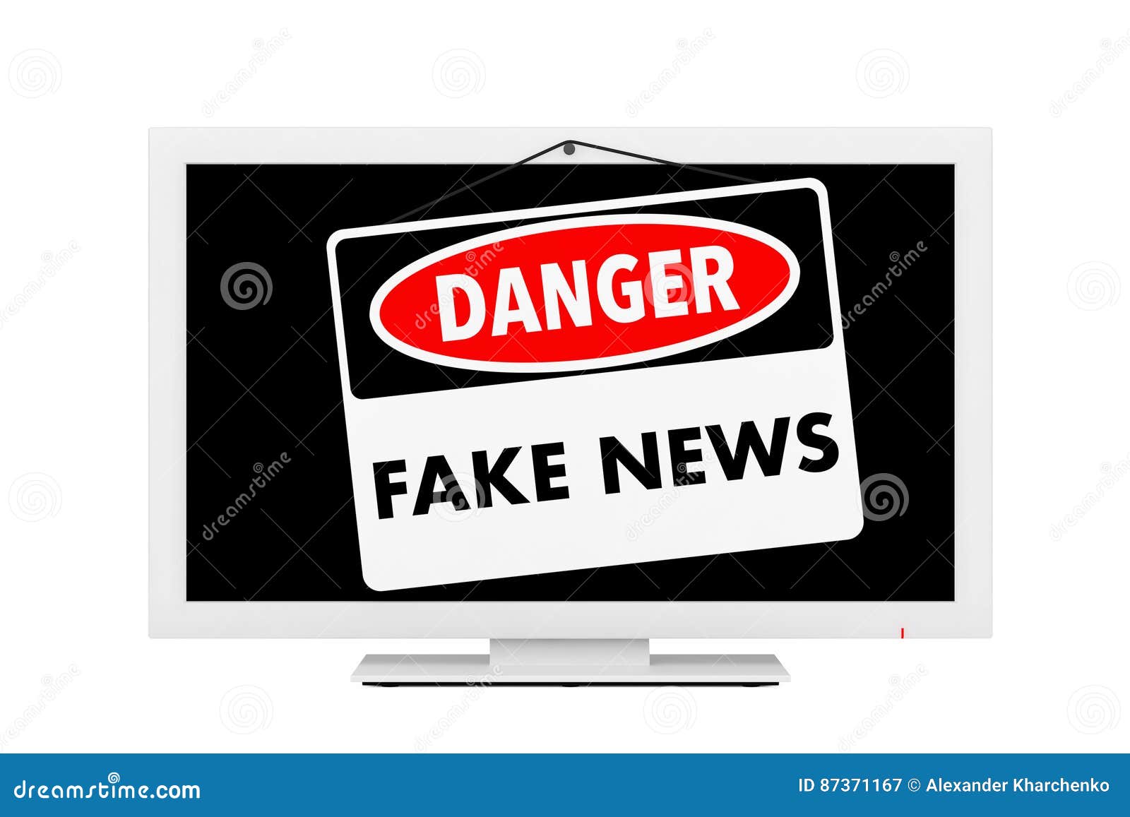 Fake News Danger Sign Over TV Screen. 3d Rendering Stock Illustration ...