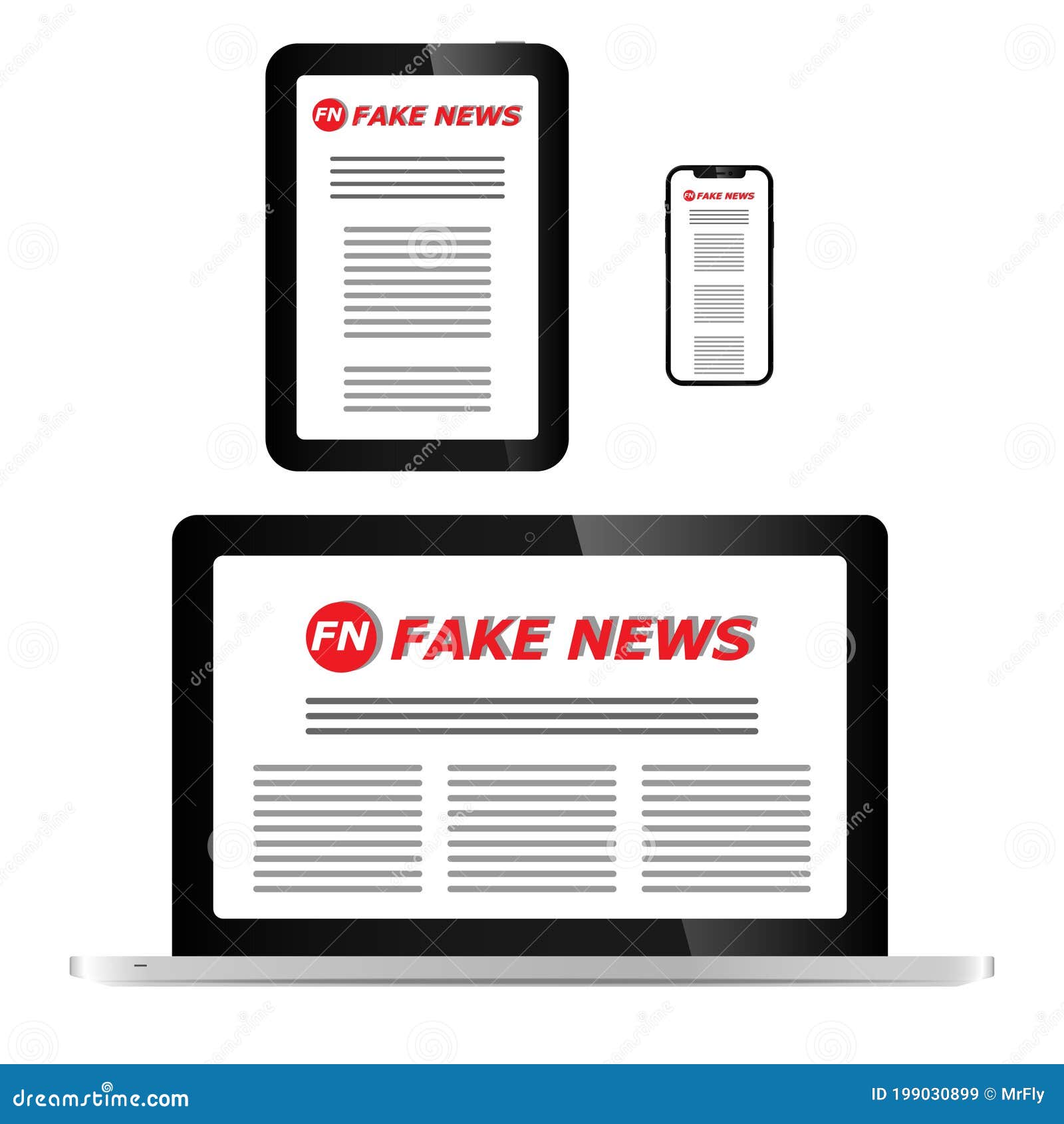 Fake News Laptop Screen, Vector Image Stock Vector - Illustration of ...