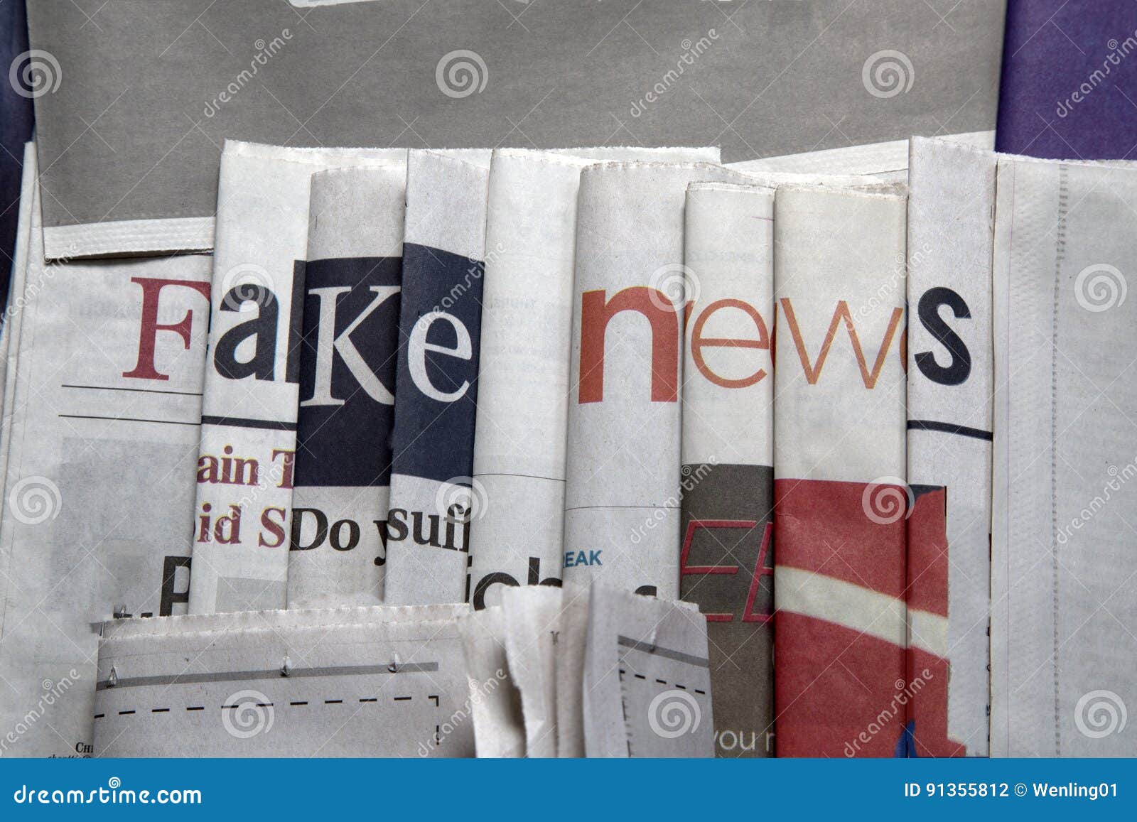 fake news on newspapers background