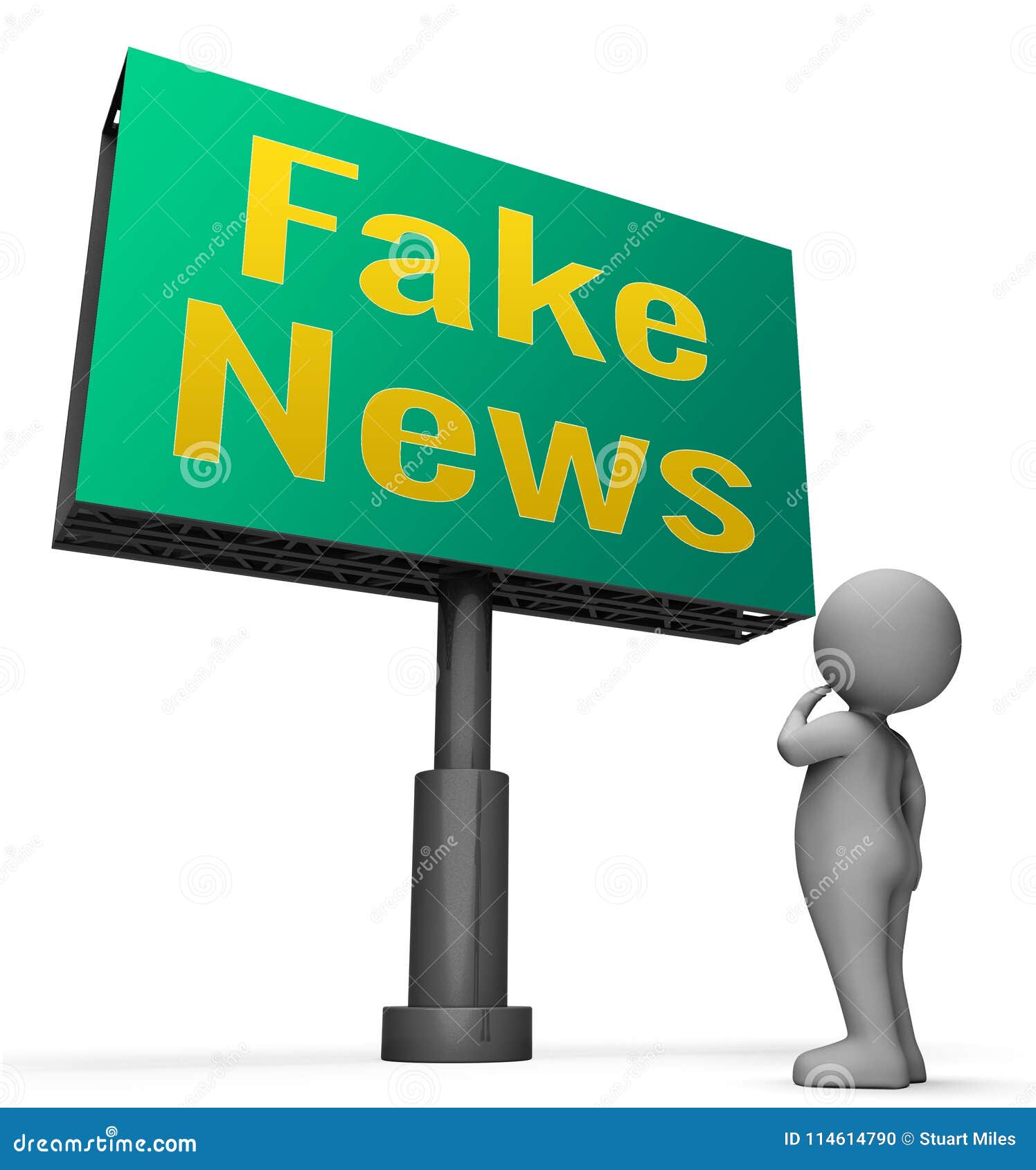 Fake News Sign Means Misleading Information 3d Illustration Stock Photo ...